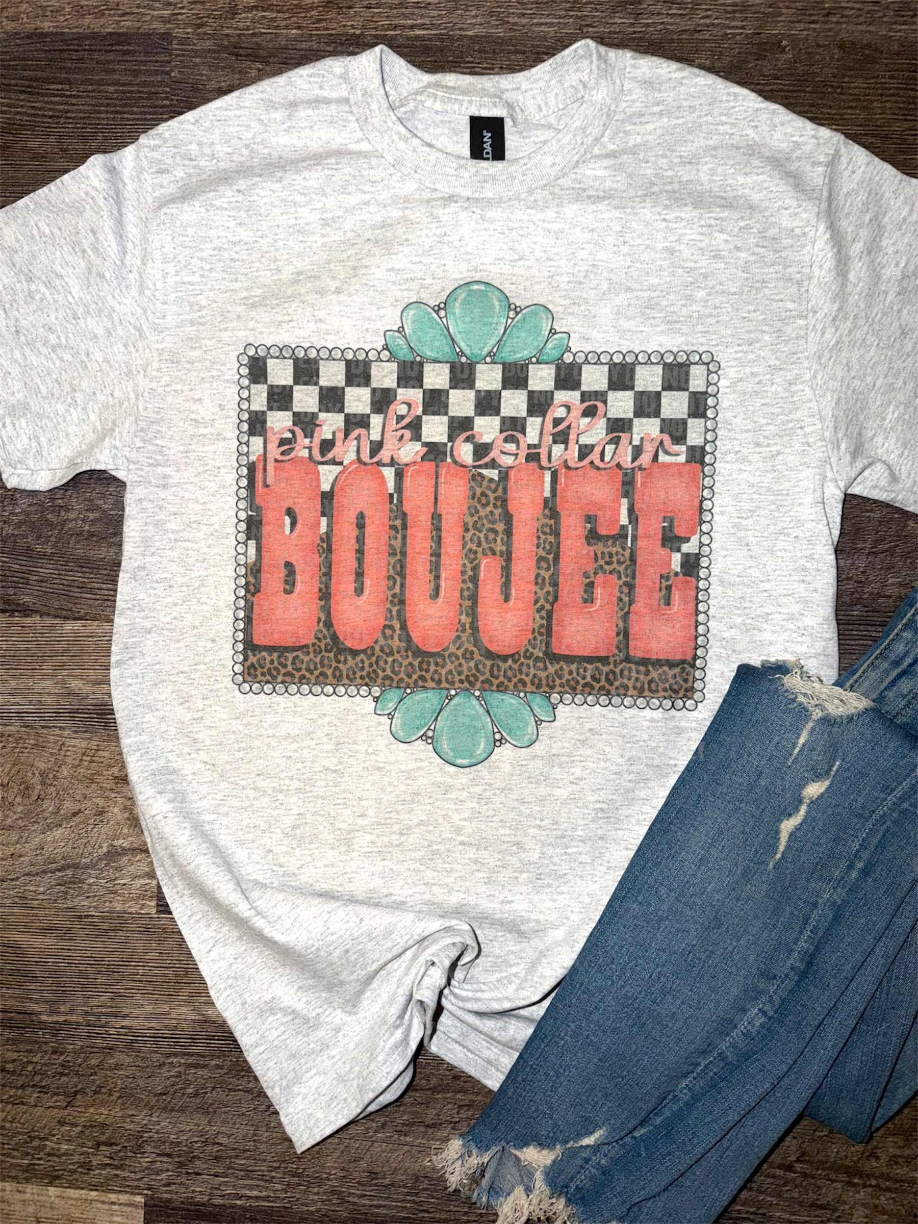 Pink Collar Boujee Frame Tee