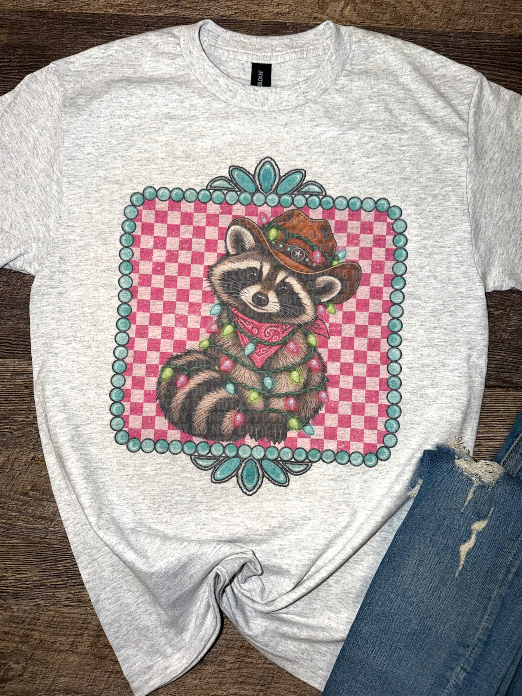 Western Christmas Raccoon Tee