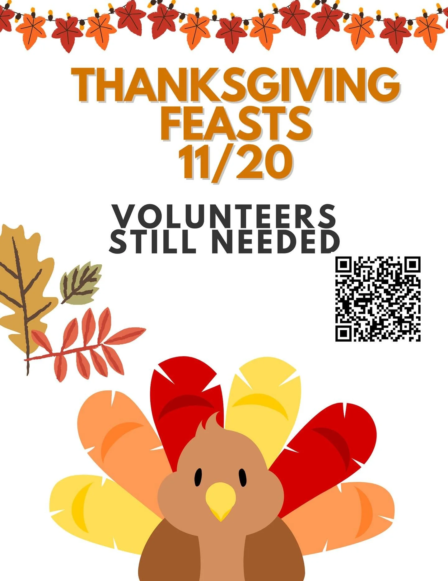 Reminder: Thanksgiving Feast is Thursday, 11/20. There are still a few volunteer spots available, and help is greatly appreciated. To sign up, please click on signup link in our bio. 

Lunch will be $7 per guest. We will be accepting cash and check o