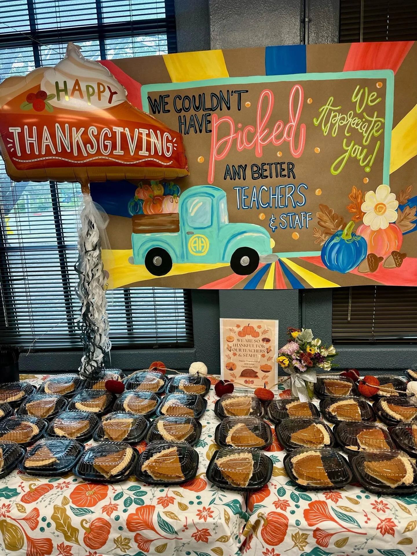 Showing a PIECE of our appreciation to our teachers. Today, PTO provided pumpkin pie and whipped cream to the staff to give thanks for their dedication to providing excellence to our students. We are grateful for the staff and teachers that go above 