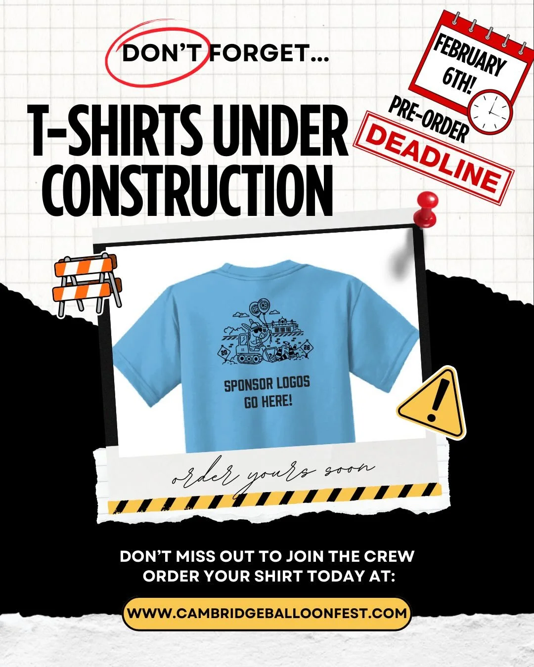 🚨 BALLOONFEST T-SHIRT ALERT 🚨 

These shirts are 🔥 and preorders are officially open!

🔨👷&zwj;♀️🎈 It&rsquo;s time to gear up for Balloonfest!
Order by 2/6 for early March delivery. 
Wear it loud and proud at the Pep Rally + Balloonfest and show