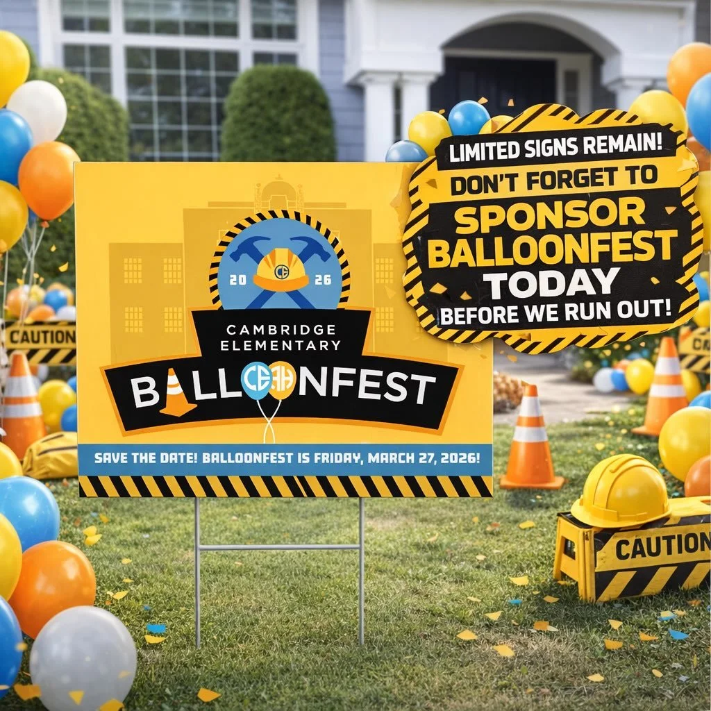 We&rsquo;re down to our FINAL signs! 🚧👷&zwj;♀️

Builders, this is your last call to stake your claim before we run out.
Sponsor Balloonfest today and let&rsquo;s raise the roof for Cambridge!!! 💙🎈

Don&rsquo;t wait &mdash; once they&rsquo;re gone