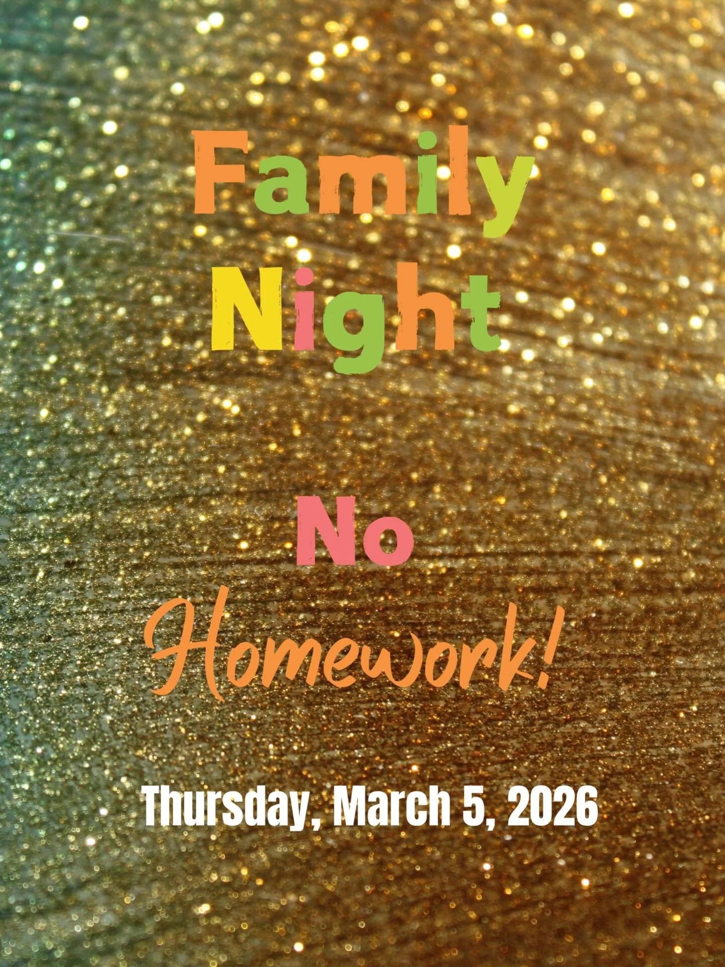 Family Comes First! 

Today is a district-wide homework free evening to spend more time with your loved ones. Enjoy Family Night!
#mulesup 💙💛