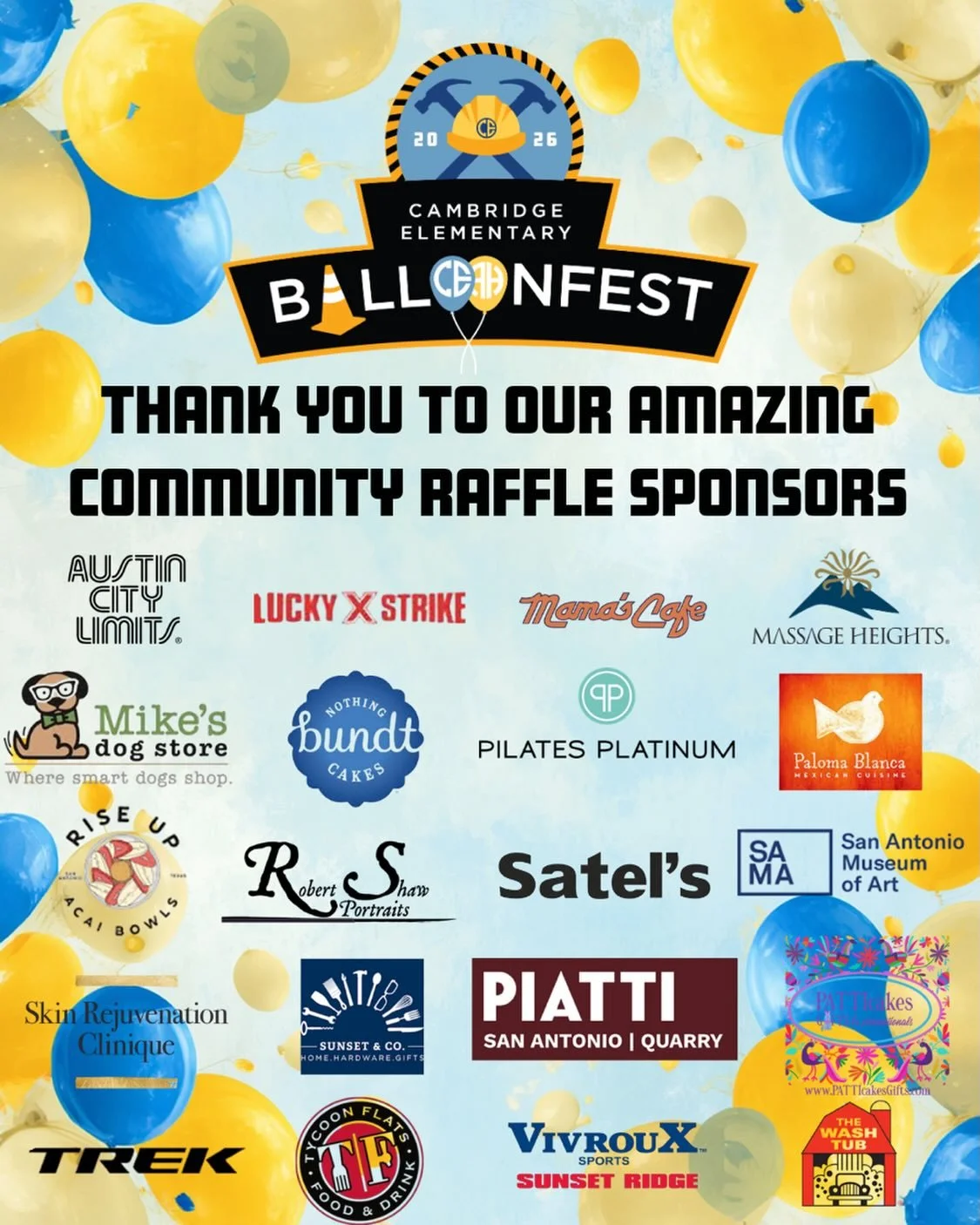 🎈✨ THANK YOU TO OUR INCREDIBLE BALLOONFEST RAFFLE SPONSORS! ✨🎈

Our amazing community showed up in a BIG way for Cambridge!&nbsp;🛠️
Because of the generosity of these local businesses, our Balloonfest raffle is packed with incredible prizes for ou