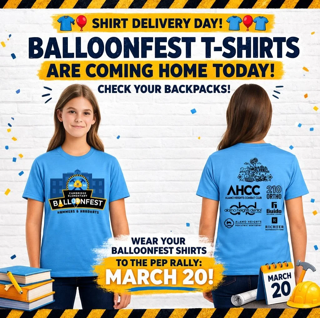 Check those backpacks! 🎒 Balloonfest shirts are landing TODAY 💙🎈

Have your students show their Balloonfest spirit by wearing to school THIS Friday for the pep rally and again on event day next week!

Limited shirts still available&mdash;don&rsquo