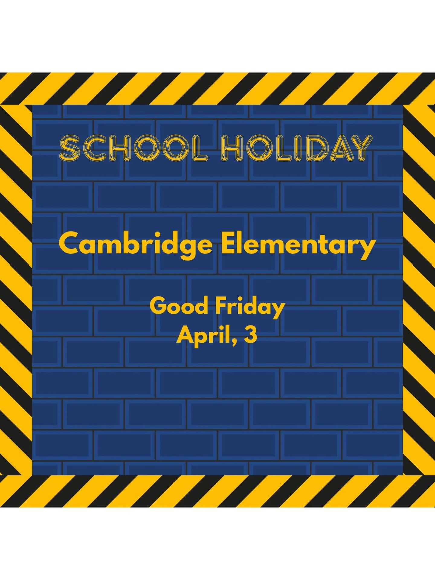 📌 Attention Parents! 📌

Just a friendly reminder that there will be no school on Friday, April 3, as we observe a school holiday. We hope everyone enjoys their time off and we can&rsquo;t wait to welcome all the students back on Monday, April 6. 😊