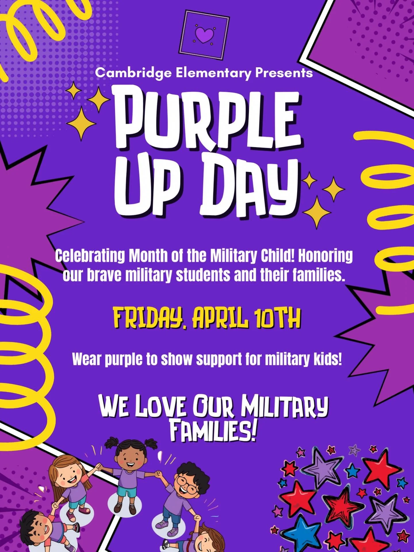 April is the Month of the Military Child, and we&rsquo;re excited to Purple Up on Friday, April 10th! 🎉💜

Join us in honoring our military students and their incredible families by wearing purple. Let&rsquo;s show our support and appreciation for t