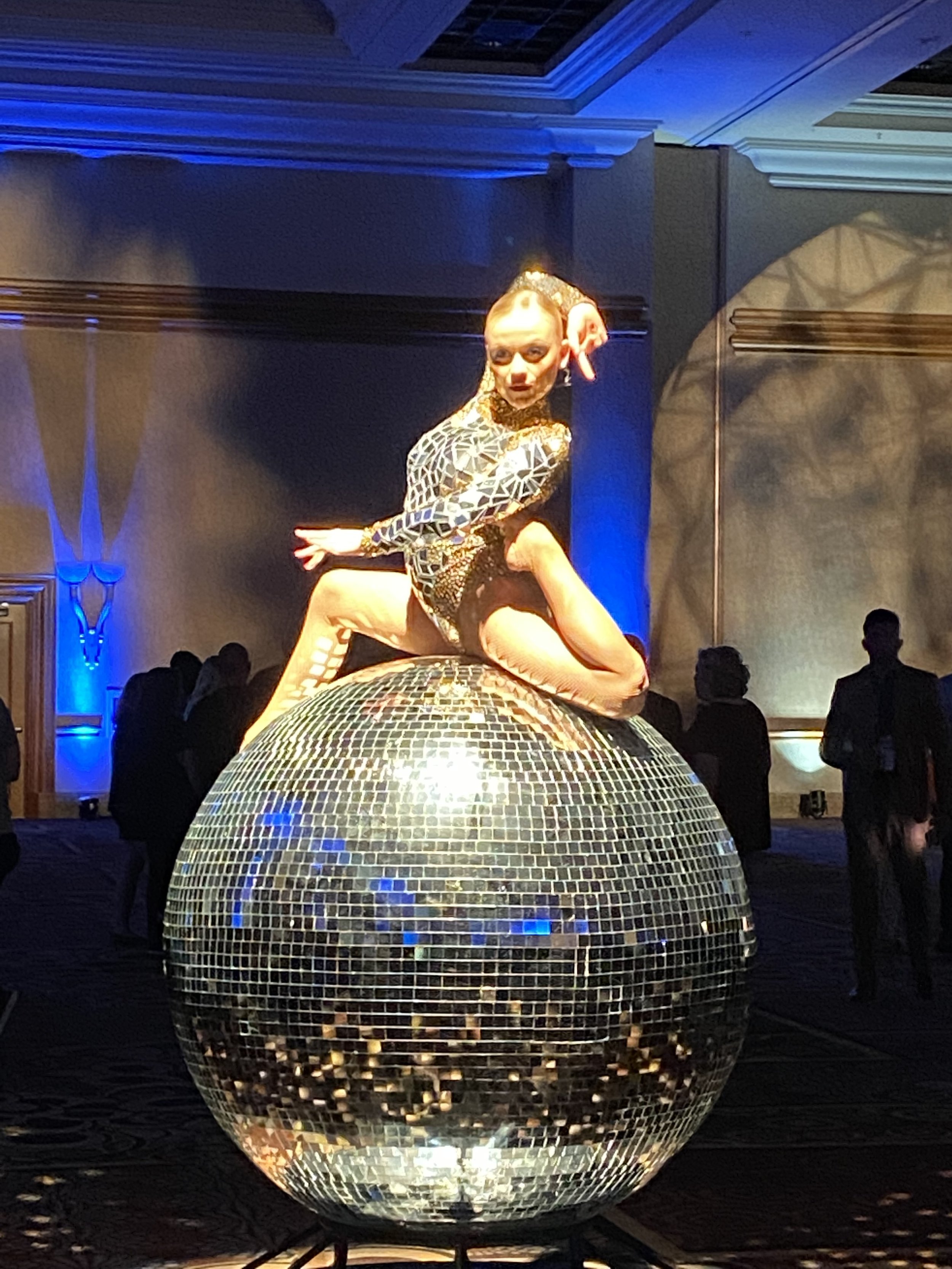 Large 6ft Disco Ball with Cirque Artist 