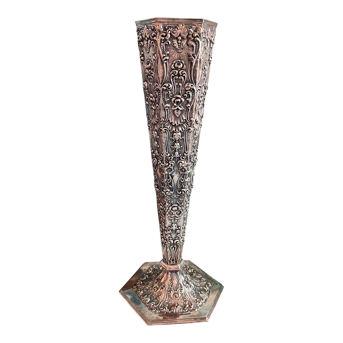 Vintage Large Repousse Flute Vase by Barbour Silver Co.