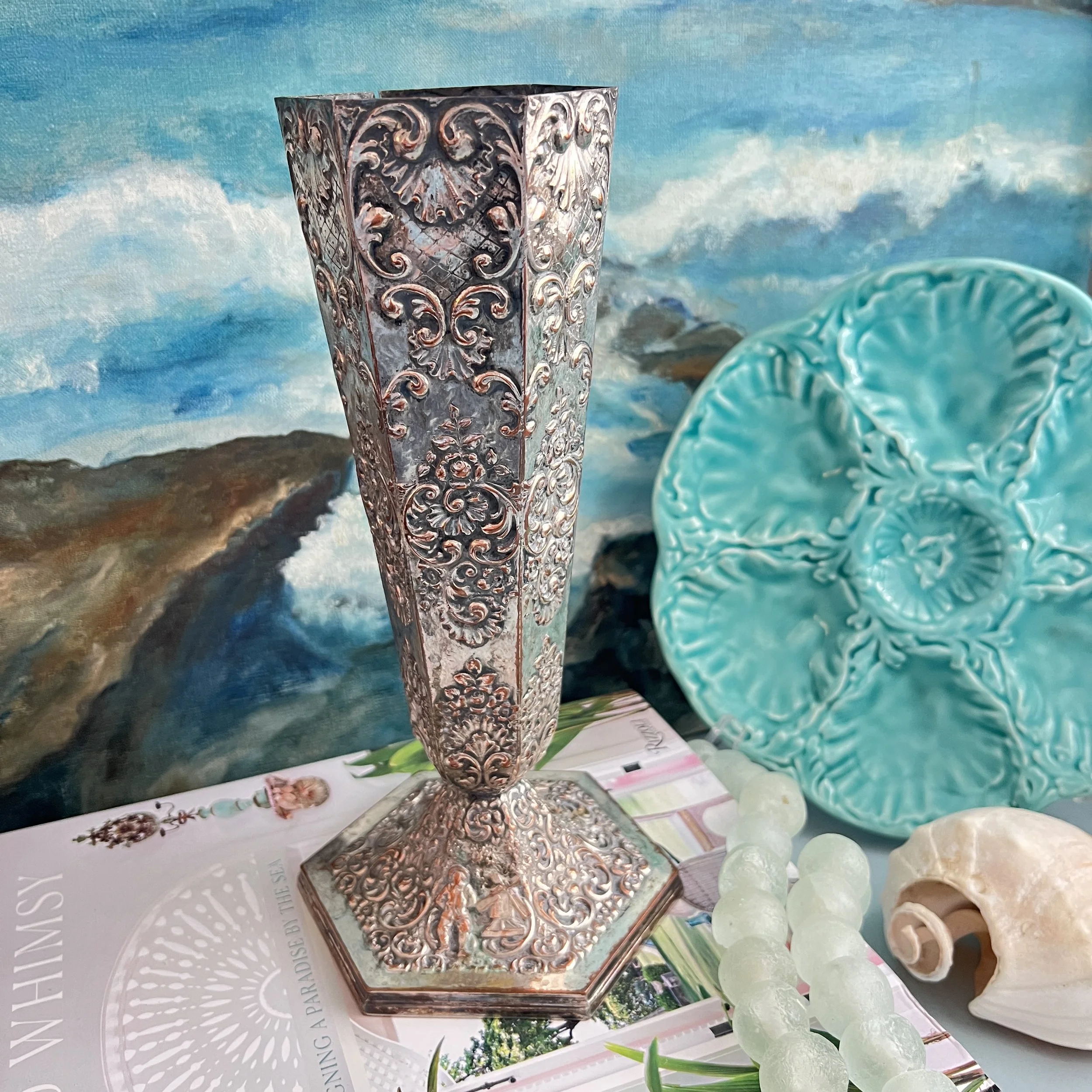 Vintage Repousse Silverplate Flute Vase by Barbour