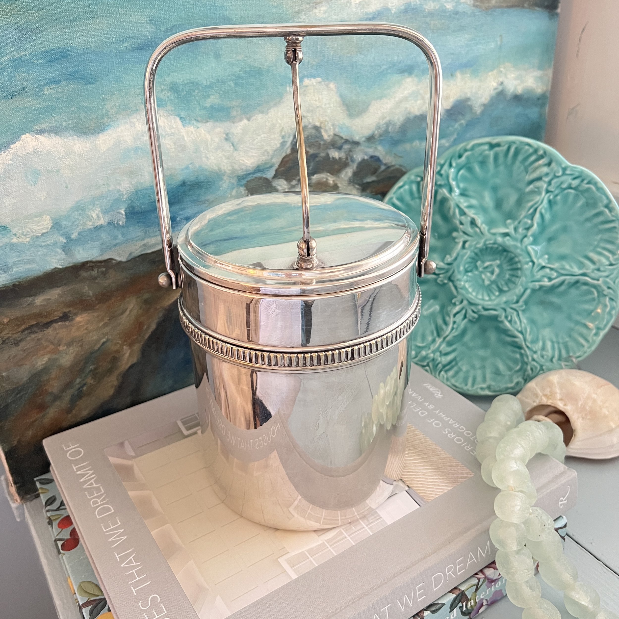 Mid Century Italian Silverplate Swing Arm Ice Bucket by Macabo