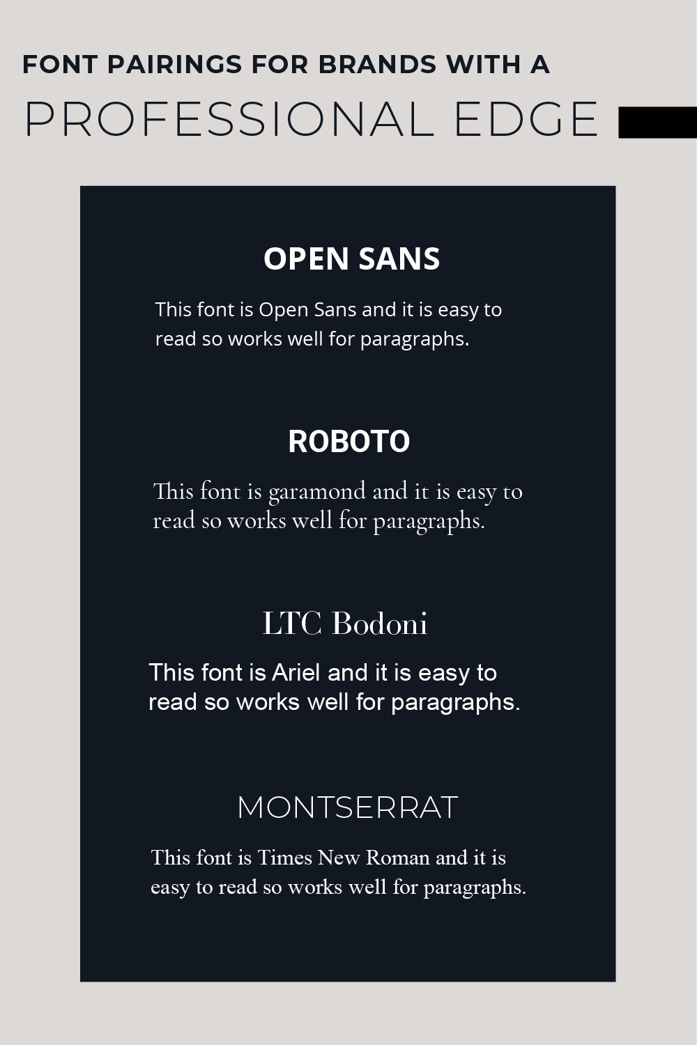 Font pairings for professional businesses