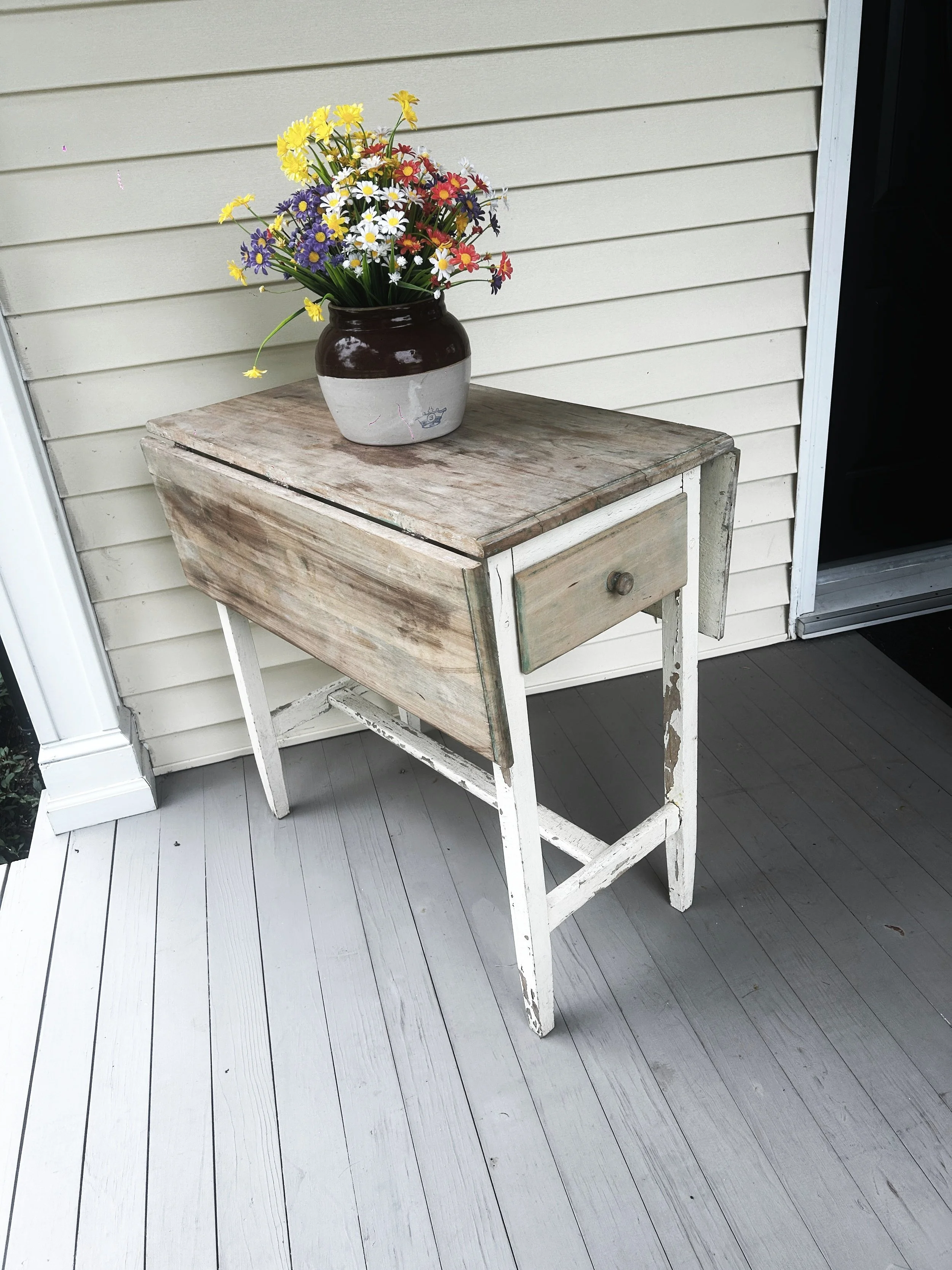 Rustic drop leaf table for multi use display at h in Burlington, IL