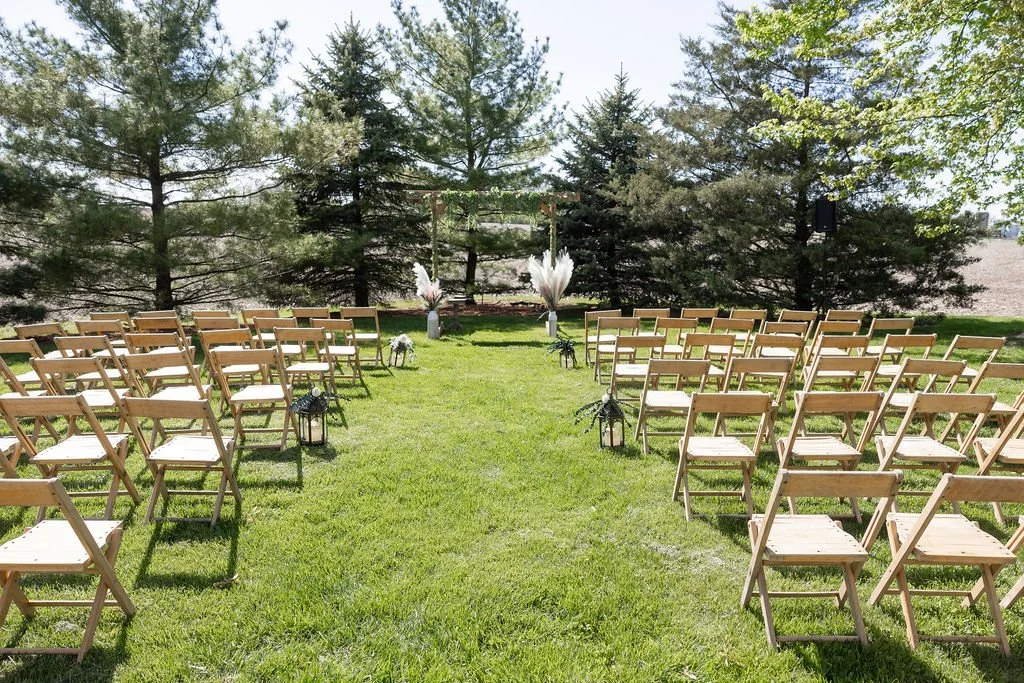 Outdoor ceremony setup at Country Coach House wedding venue in Burlington, IL 