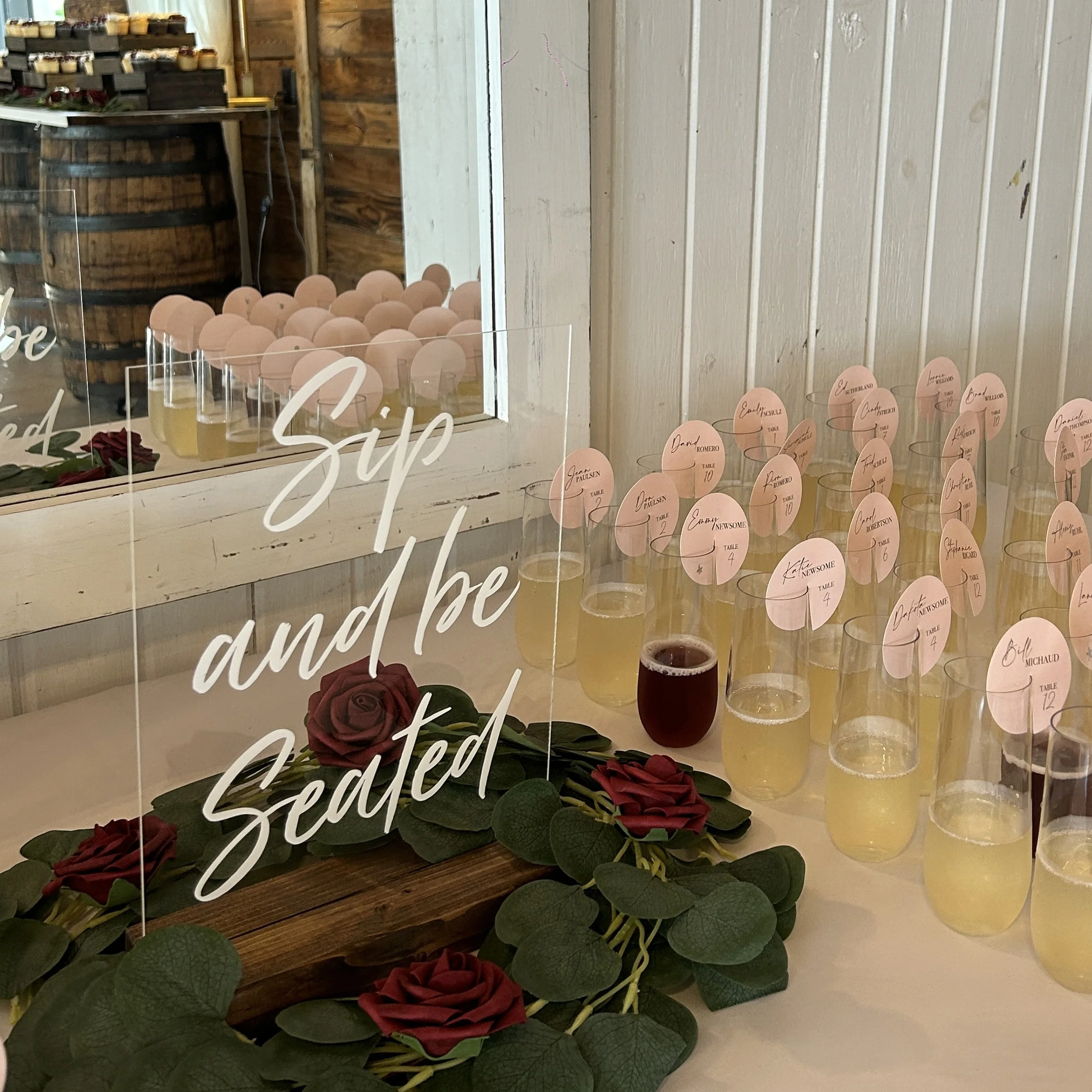 Sip and be Seated, a unique seating chart, at Country Coach House, Burlington, IL.  Country Coach House photo