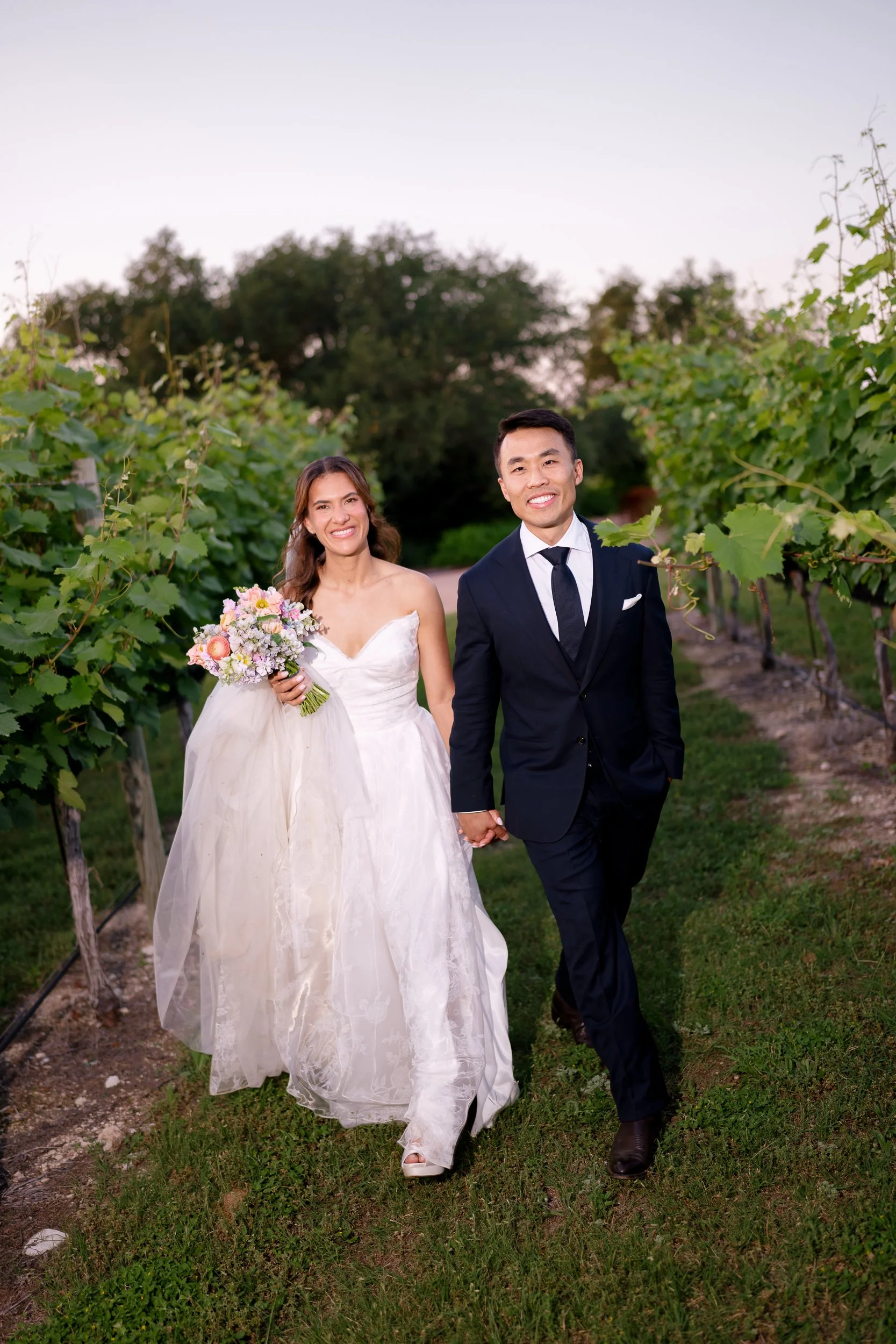Paula & Tony in the Vineyards at Camp Lucy for their Bride & Groom Portraits
