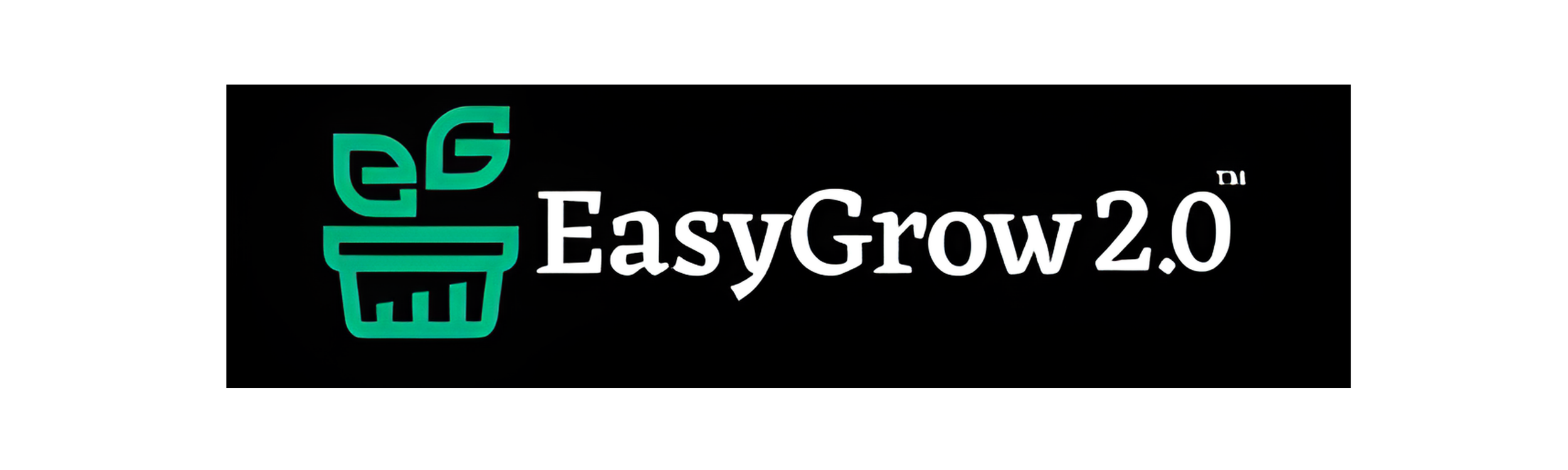 Logo for EasyGrow 2.0 featuring a stylized green growing plant with digital designs on a black background.