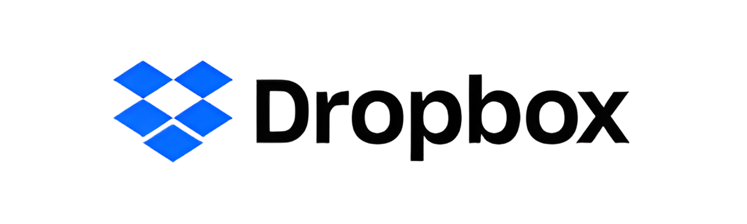 Neon-style Dropbox logo with black text 'Dropbox' on a black background.