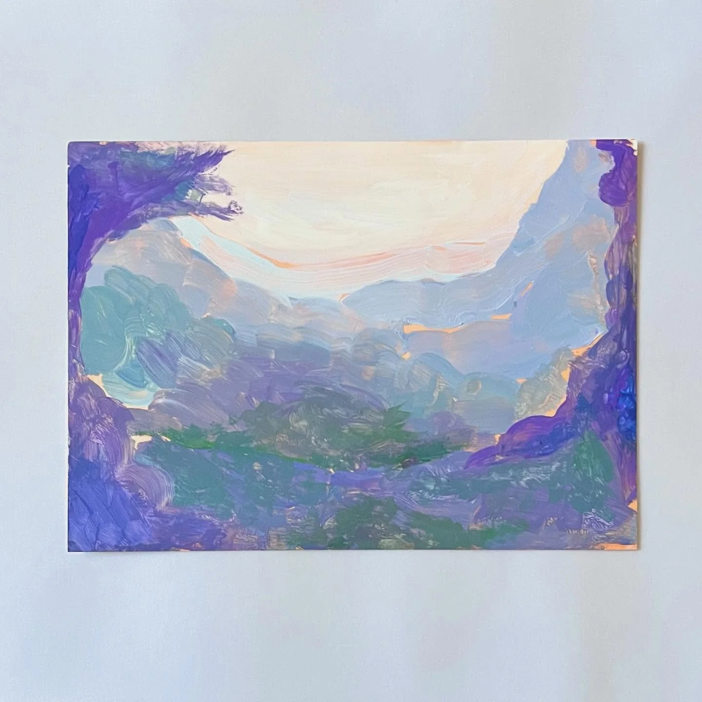 Quick atmospheric perspective exercise I did in 6th grade art class on Monday! I take any opportunity to paint these days, they don&rsquo;t come too often 🎨