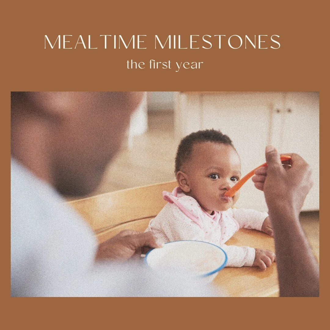 Mealtime Milestones of the first year. 

Here are some general indicators a referral for more support may be warranted: if at any point in the first 12 months you or your child experience any of the following:
- difficulty growing
- coughing, choking