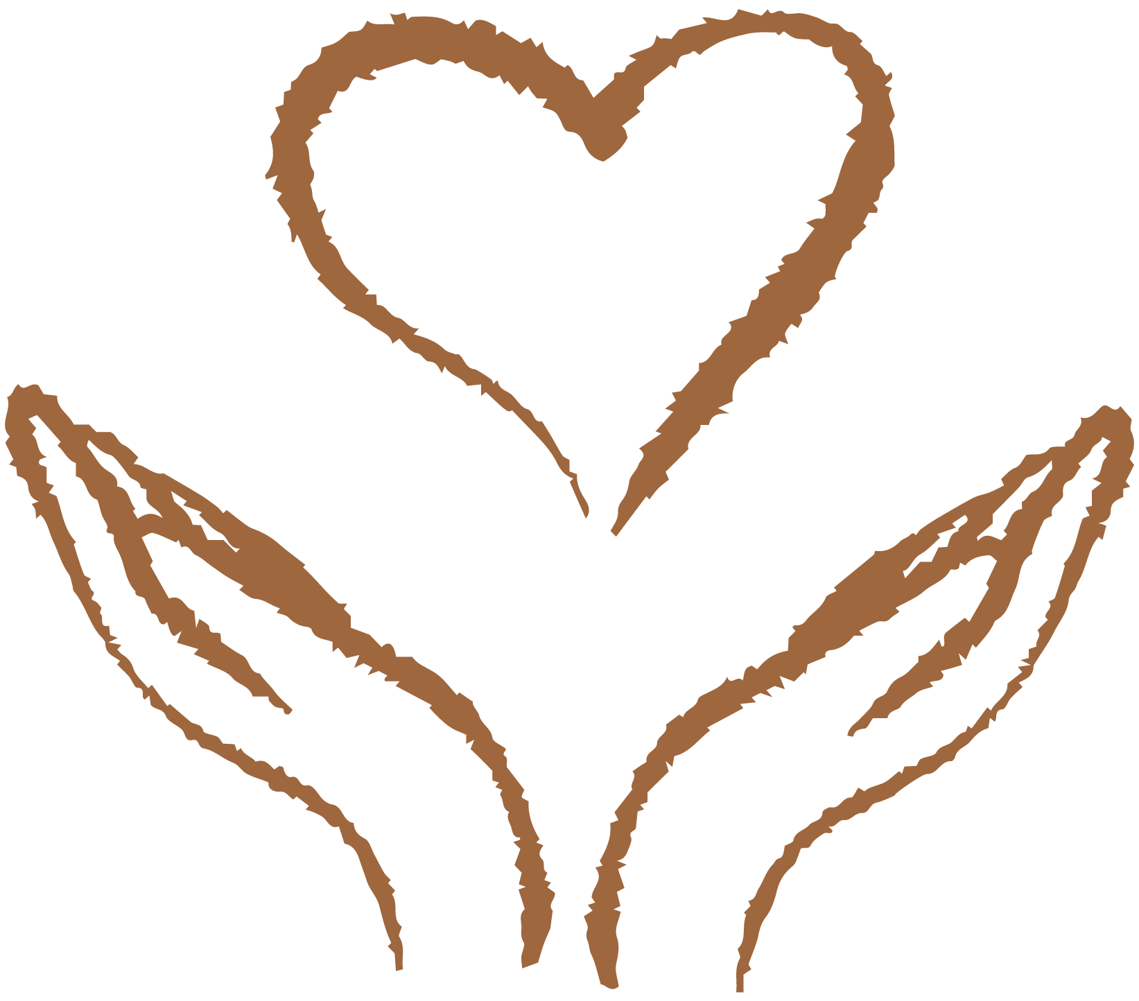 A simple line drawing of two cupped hands holding a heart.