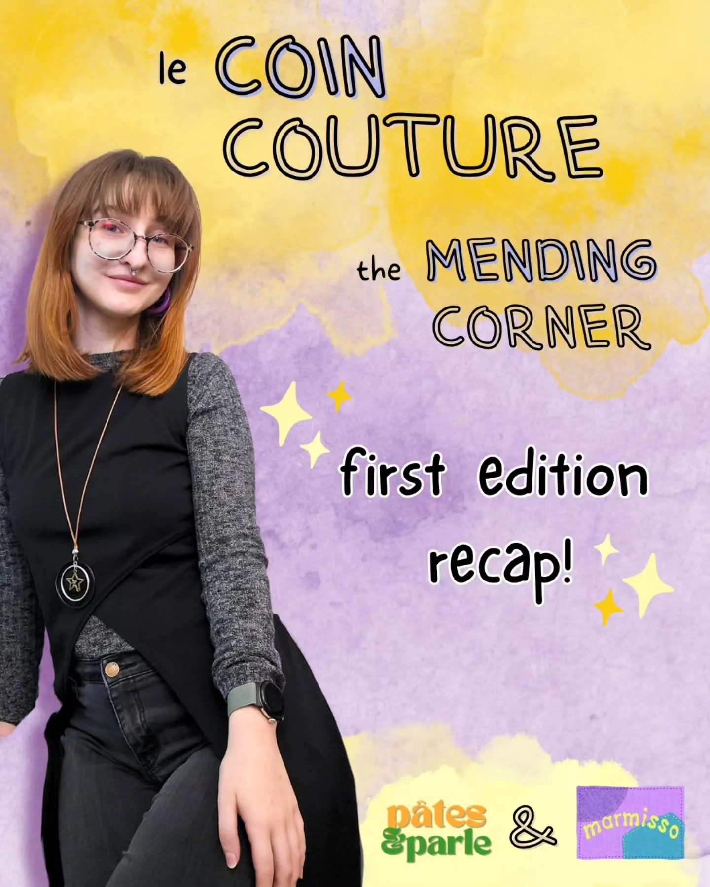 on est d&eacute;j&agrave; une semaine apr&egrave;s la premi&egrave;re &eacute;dition du coin couture, le temps passe vite 😱

tout le monde avait de si beaux projets de r&eacute;paration;

- un cache-cou
- un chandail en tricot avec une manche presqu