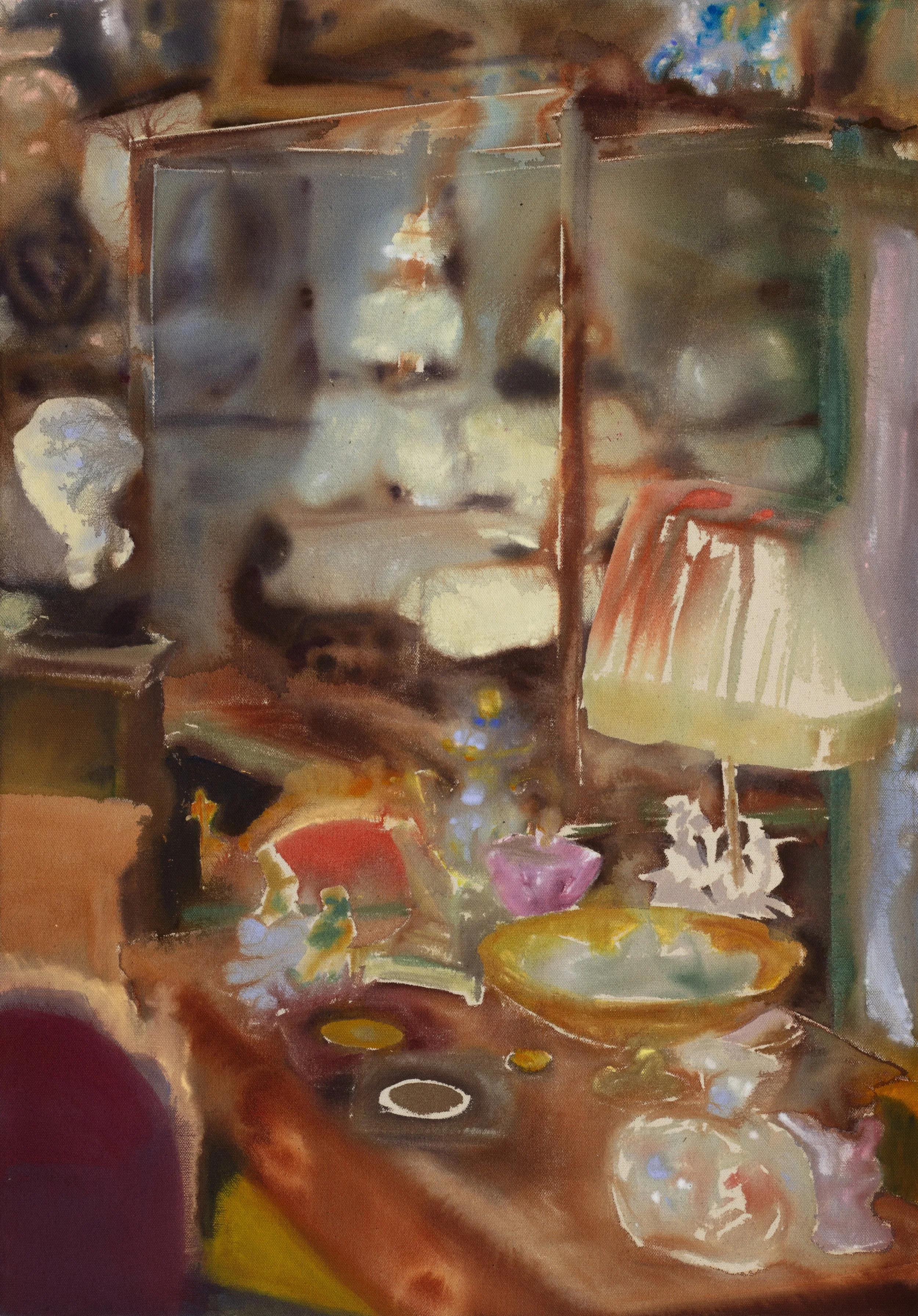 The Study, 2025, acrylic, ink, dye on canvas, 26x18 in