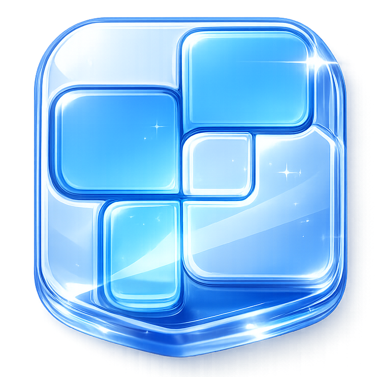 Glossy interlocking blue icon