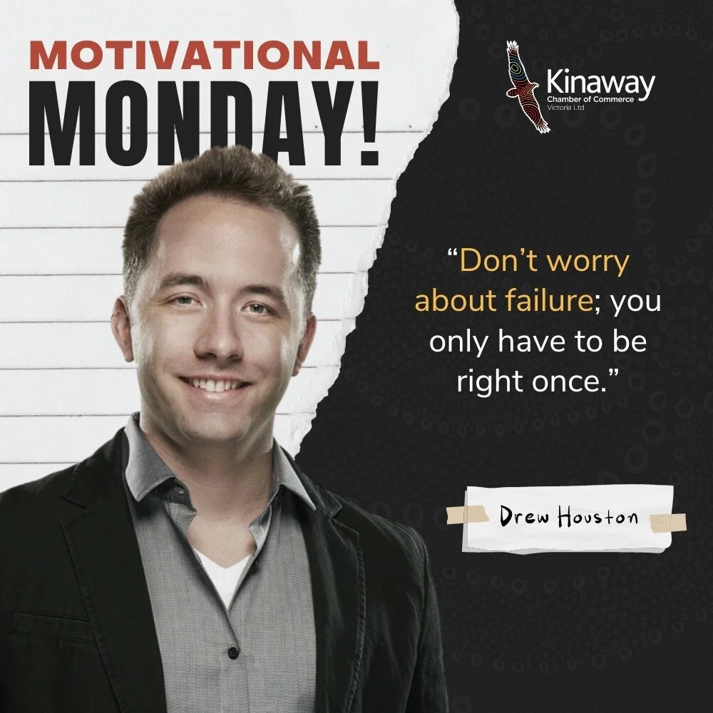 Motivational Monday! 🙏 

&ldquo;Don&rsquo;t worry about failure; you only have to be right once.&rdquo;
- Drew Houston