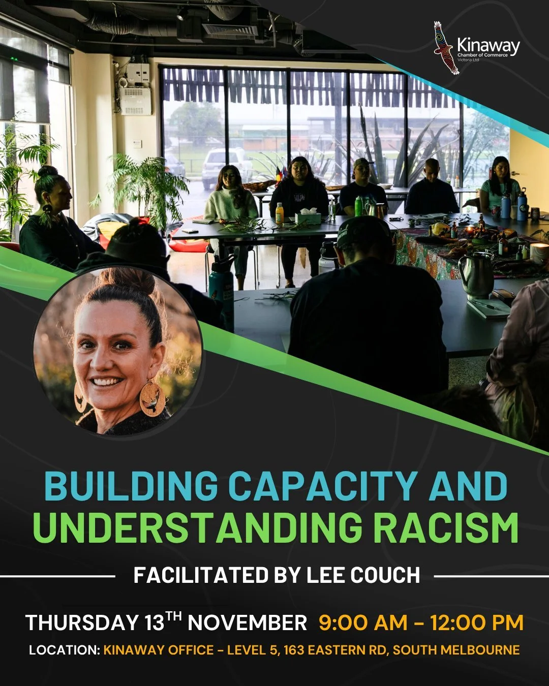 Building Capacity and Understanding Racism with Lee Couch!

Date - Thursday, 13th November
Time - 9:00 AM - 12:00 PM
Location - Kinaway Office - Level 5, 163 Eastern Rd, South Melbourne

Kinaway invites all members of our community including Aborigin