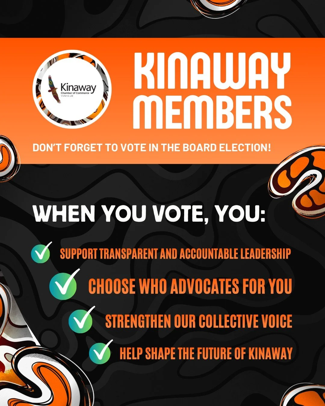 Kinaway Members &mdash; Don&rsquo;t forget to vote 🗳️

The upcoming Board Election is your chance to have a real say in the future of Kinaway.

This isn&rsquo;t just about filling positions.

It&rsquo;s about choosing who you trust to represent our 