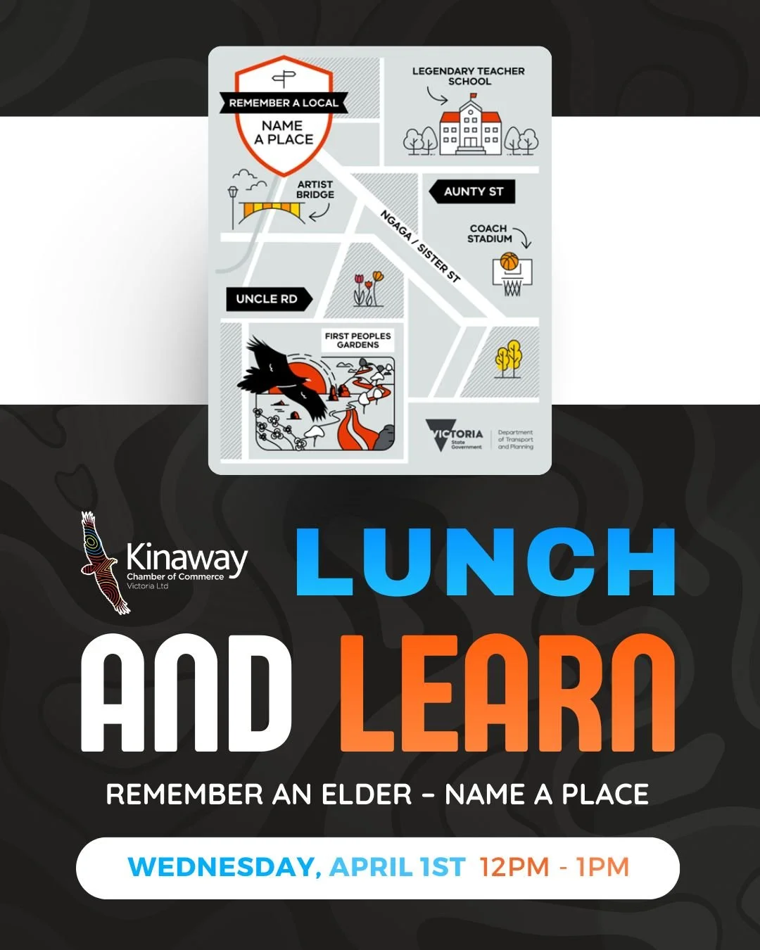 Kinaway Lunch and Learn: Remember a Local &ndash; Name a Place

This campaign invites Victorians to nominate someone who has made a lasting impact on their community to be considered for commemoration in a place name.

We are excited to have Gordon R