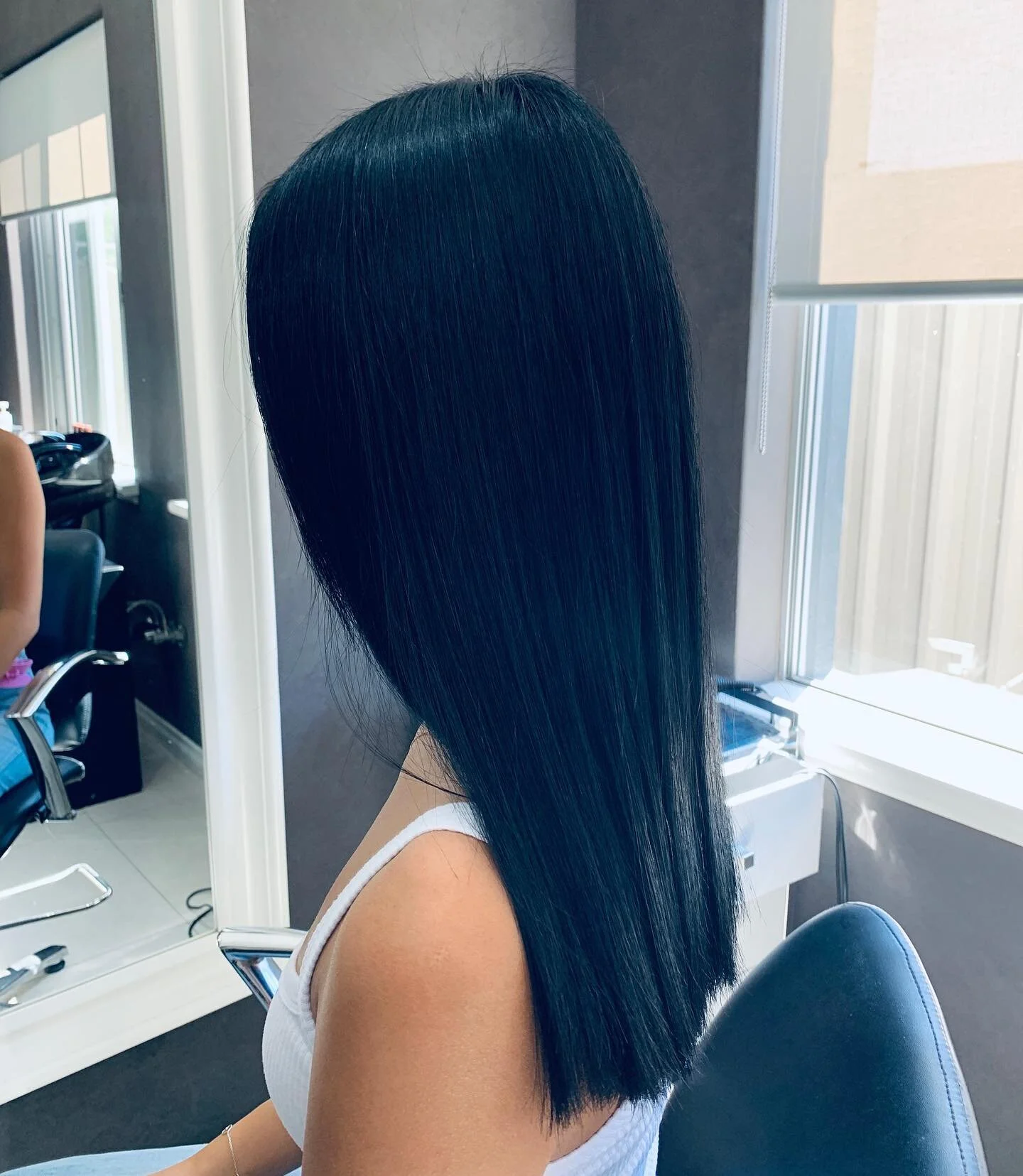 No filters needed, just shiny black hair #kaaral #hair #homehairdresser #dianella #homehairsalon