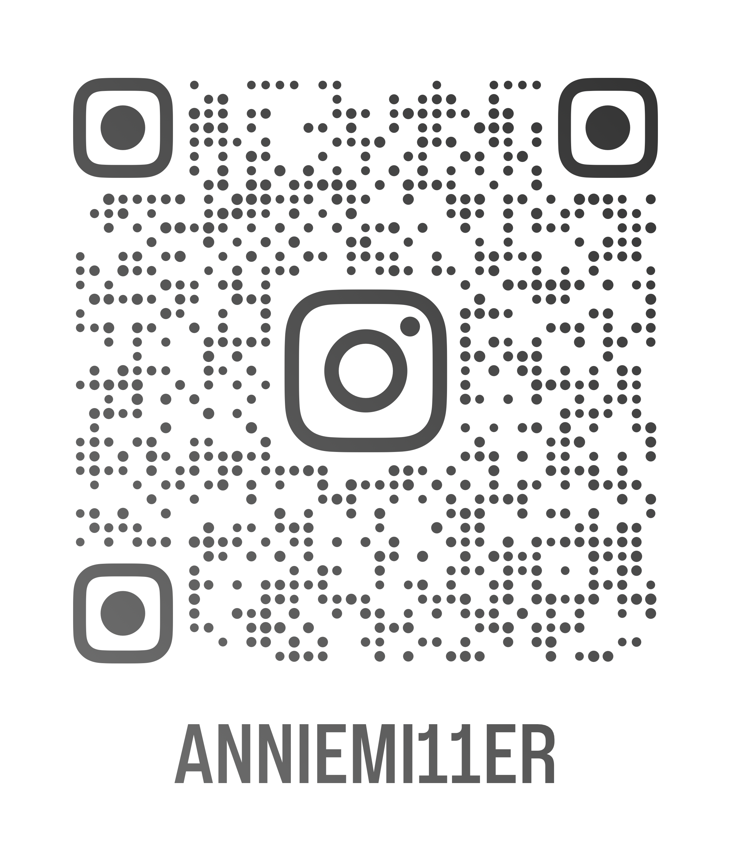 QR code with the text 'ANNIEM11ER' beneath it.