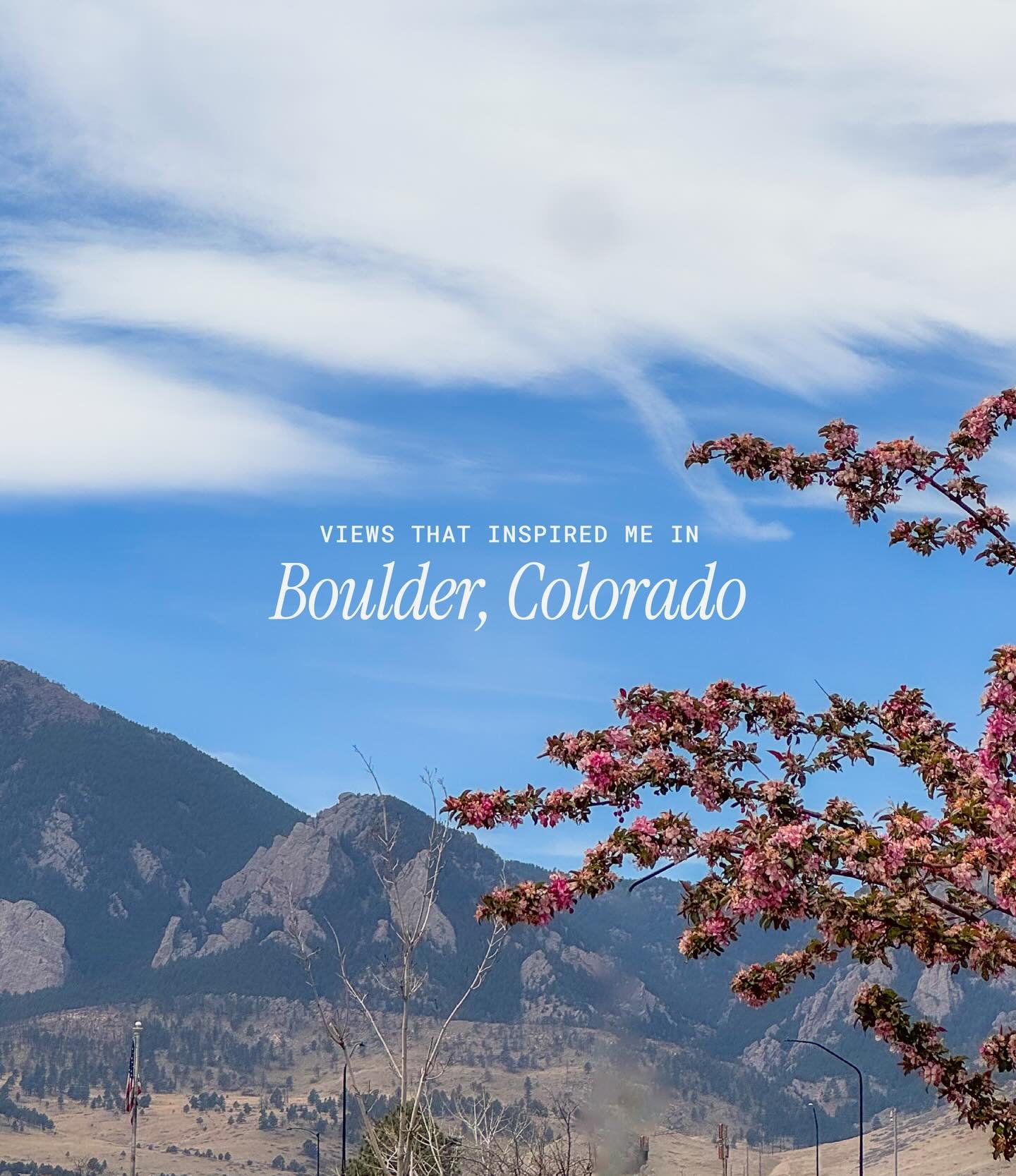So many stunning spring views in Boulder, and here are a few of my faves. 🏔️🌸&nbsp;Traveling to a new place always leaves me feeling refreshed and inspired, which is so important as a creative! Get outside, take a breath, and touch some grass. The 