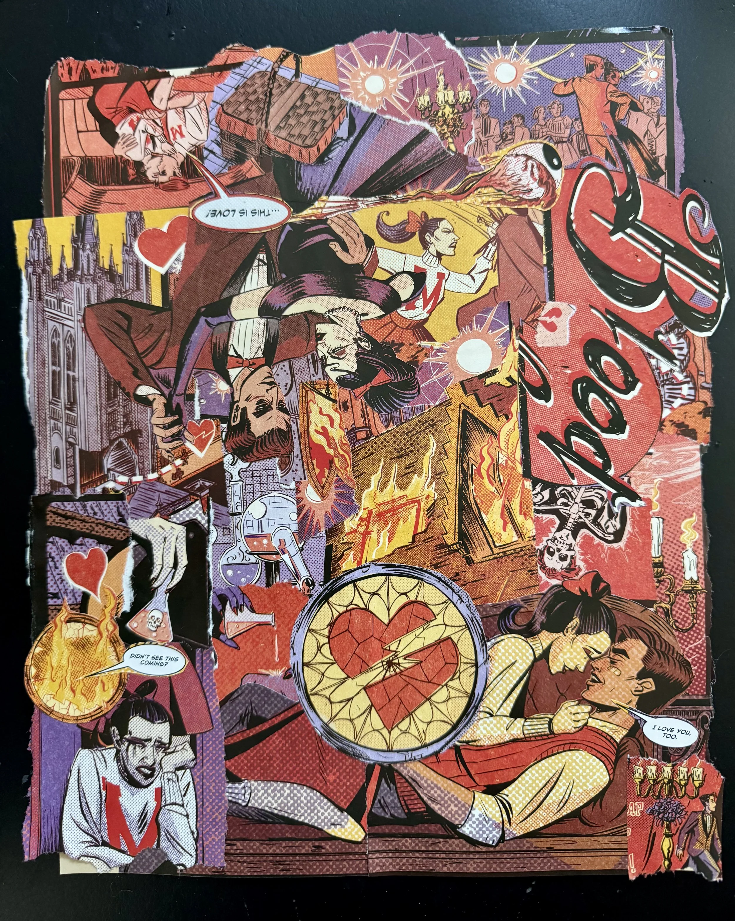 "Opposites Attract" 8.5x11 collage, 2026 
Shown in Rourke Museum's Heart Show 2026 
