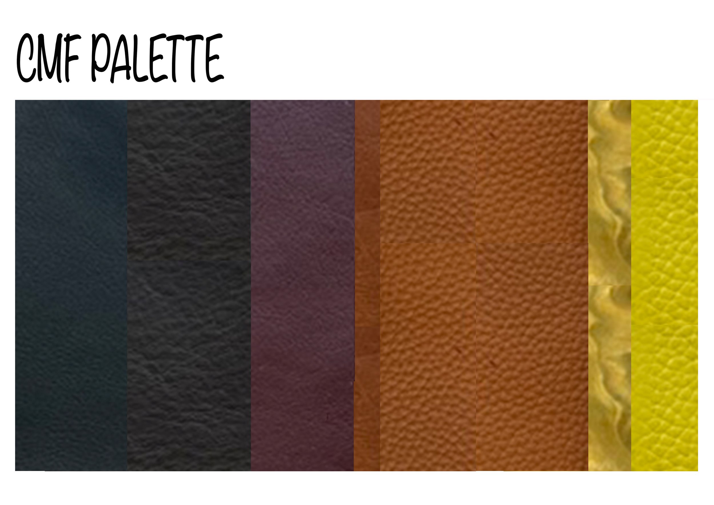 Palette created from discarded leather based of amount of material available and the goal of having zero waste.