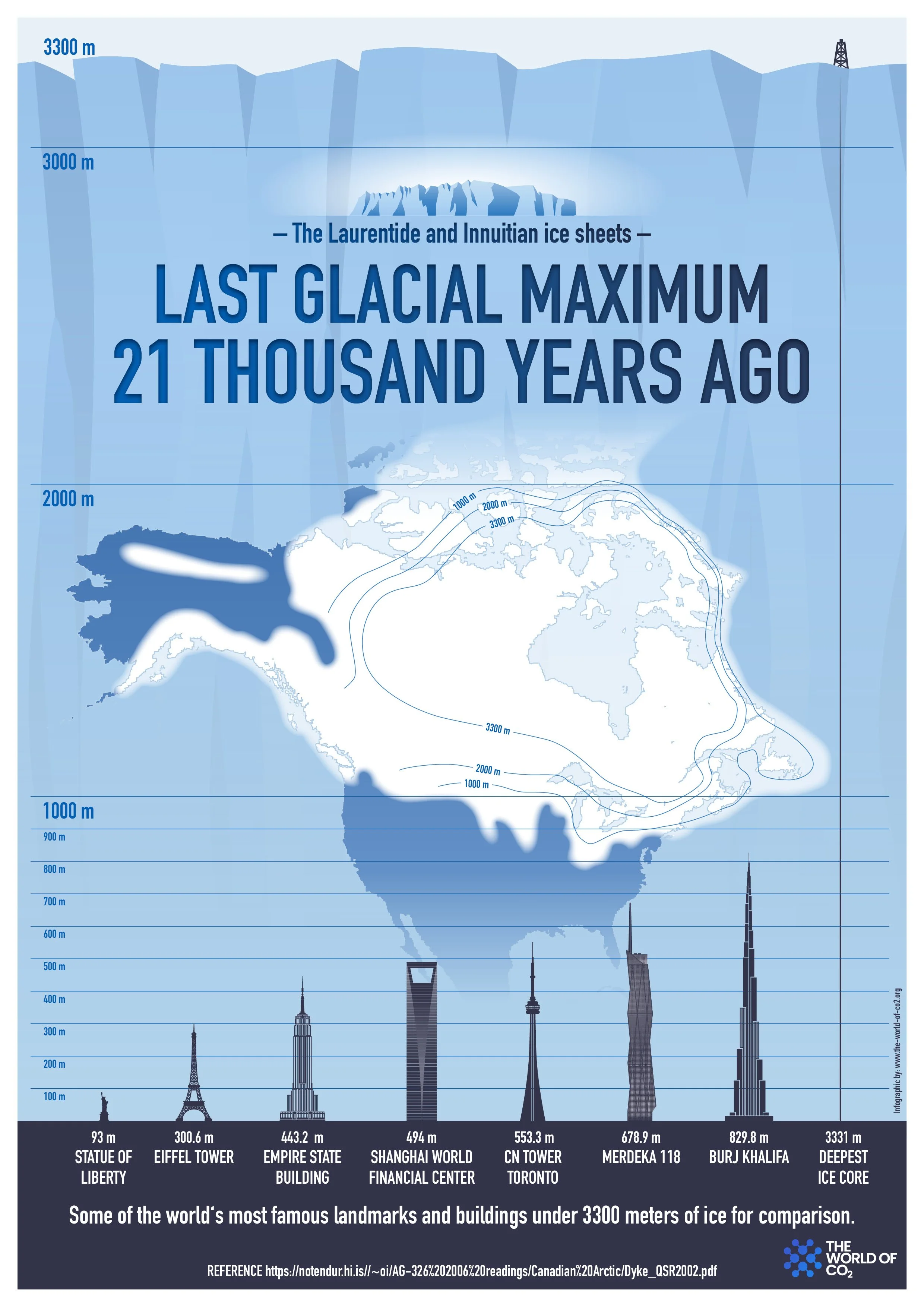 The last glacial maximum 21 thousand years ago, Laurentide and Inniuitian ice sheets