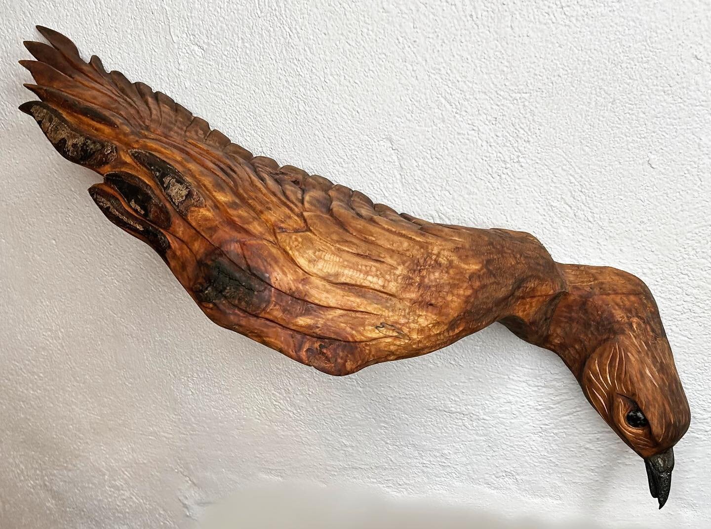 Ash wood with an eye of shaped and polished moorland granite, a beak carved from a sheep&rsquo;s horn bone and dyed with acorns and lemon juice&hellip;

From a series on the Stag, Father, Sage stages of masculine development. Here buzzard invokes the