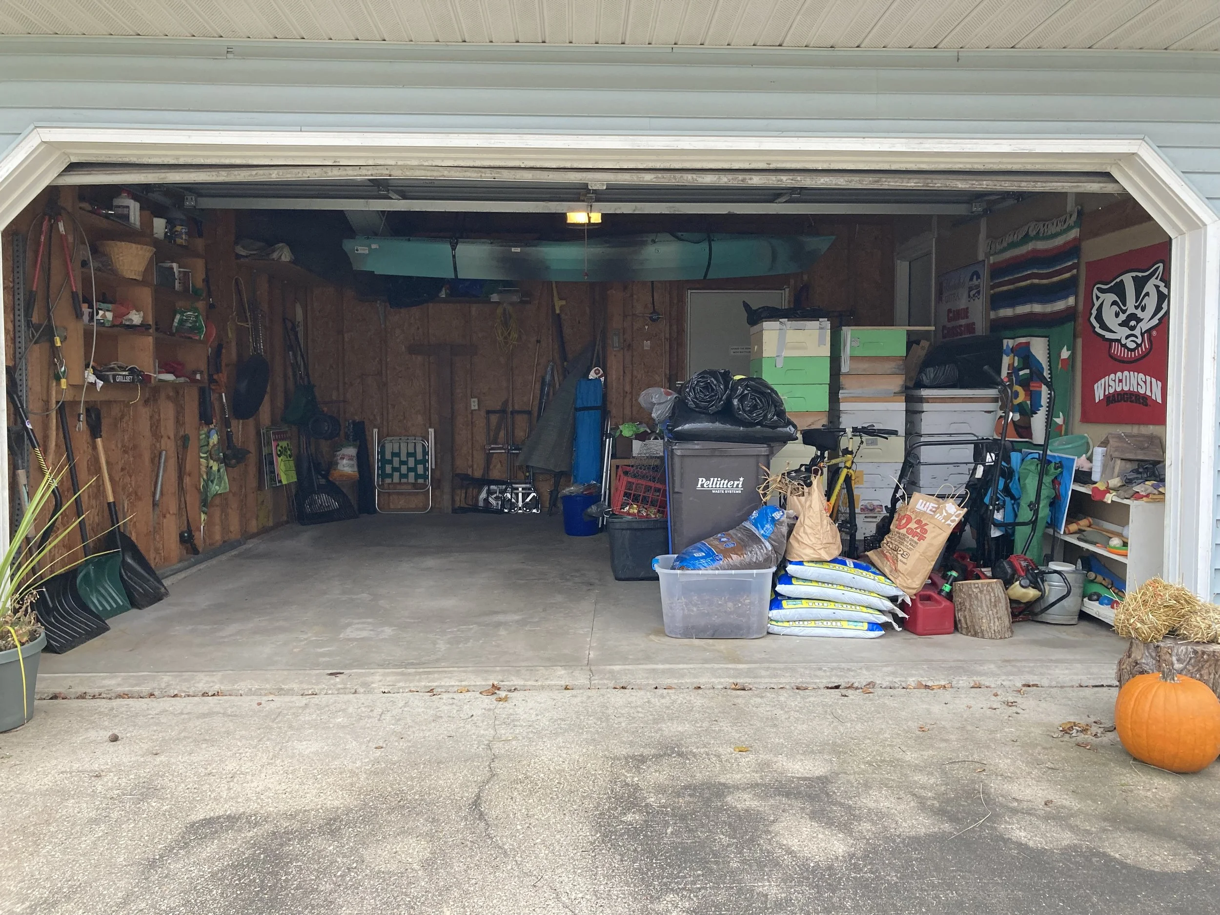 This is an after photo of a garage ready for winter parking.