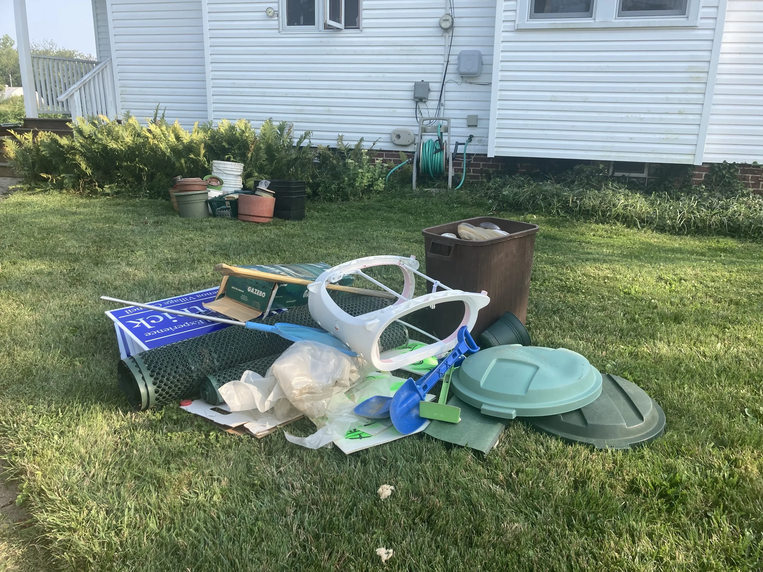 It’s time to clean out the garage. We make piles: use now, recycle, scrap, donate, sell, trash.