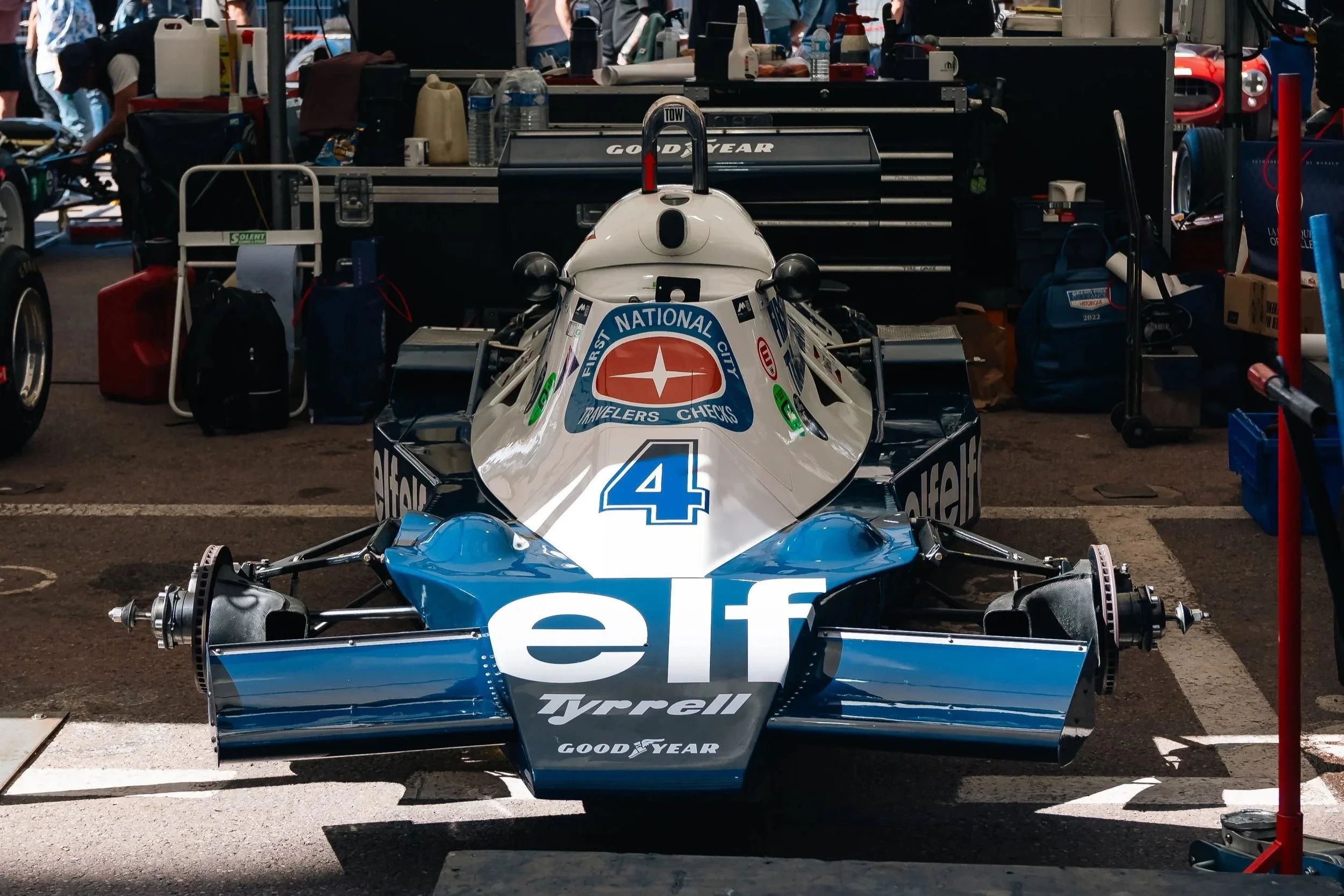Tyrrell 008 chassis 008/3 at the Monaco Historic GP 2026 in the paddock