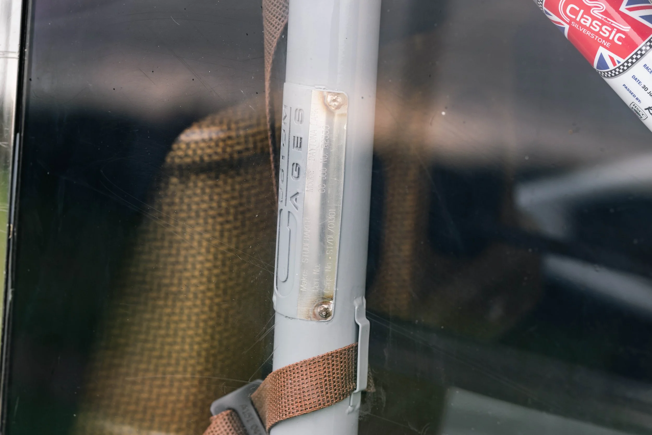 Studebaker Lark Daytona – harness and safety equipment detail, race prepared interior