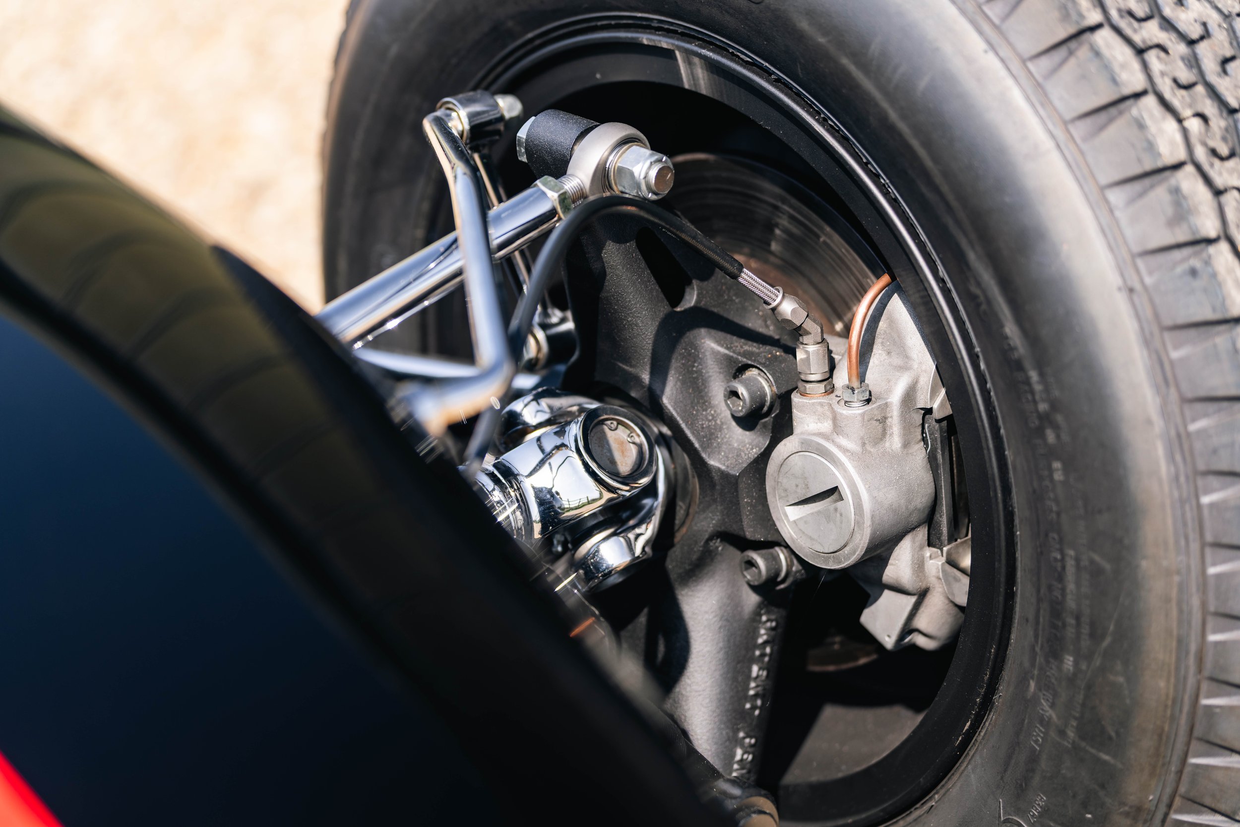 Lotus 22 Formula Junior – rear wheel and brake detail, chassis 22-J-39, upright and wishbone