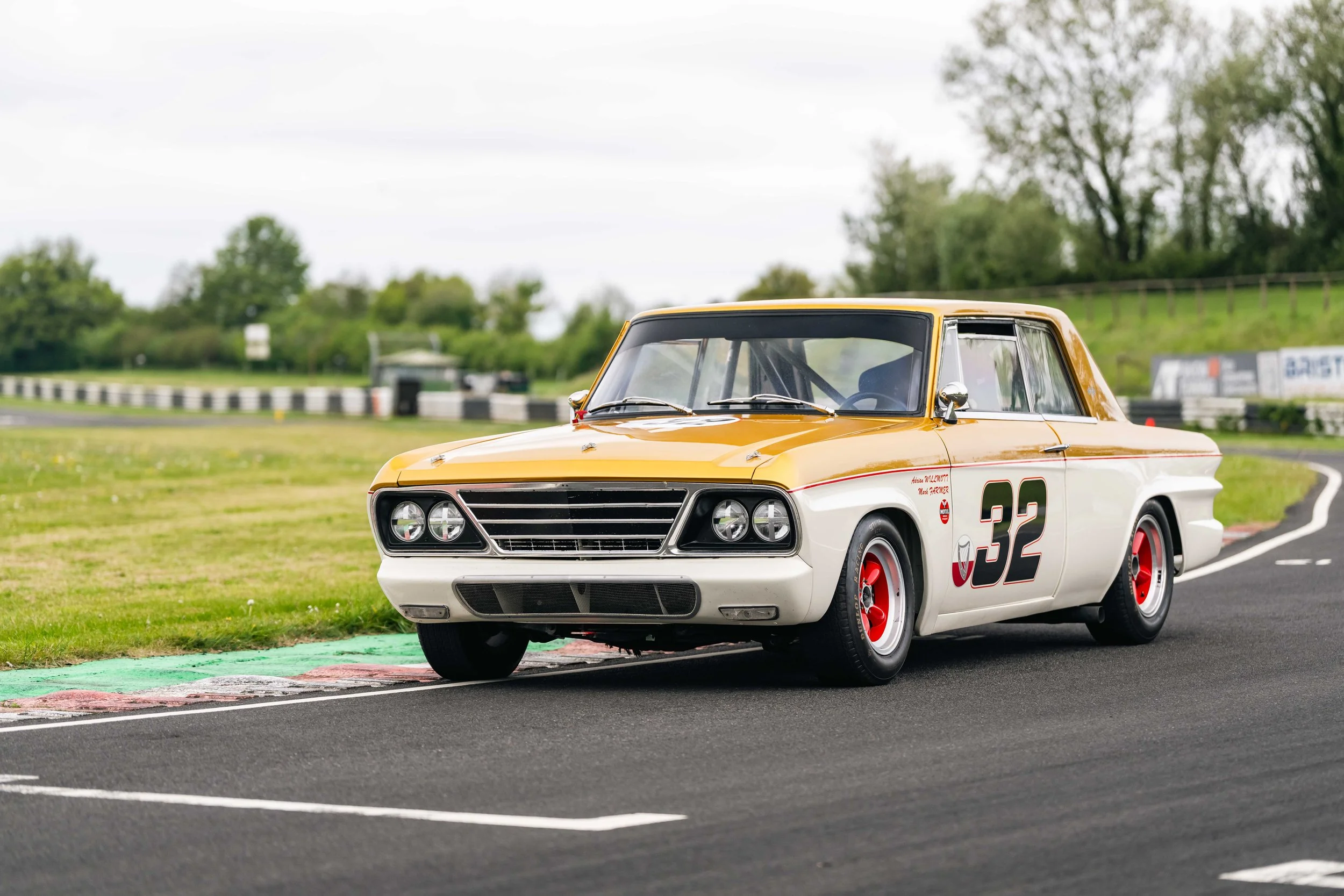 Studebaker Lark Daytona historic touring car. Goodwood. Jordan Racing Team prepared. 3/4 left side.