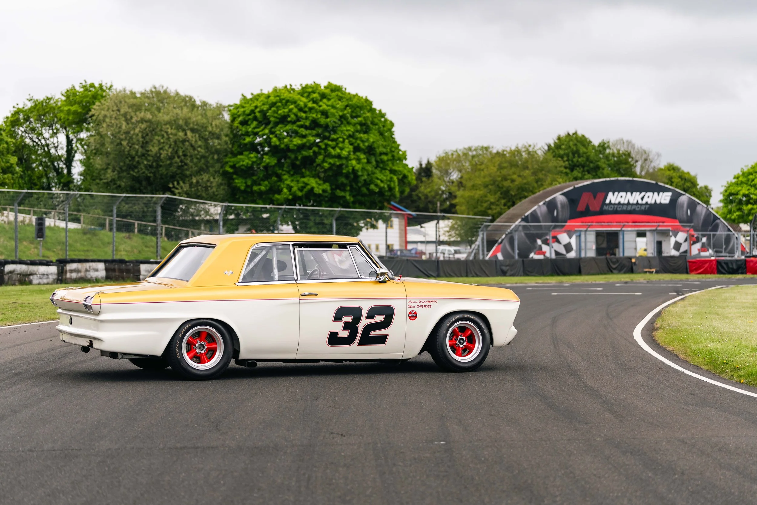 Studebaker Lark Daytona historic touring car. Goodwood. Jordan Racing Team prepared. side view.