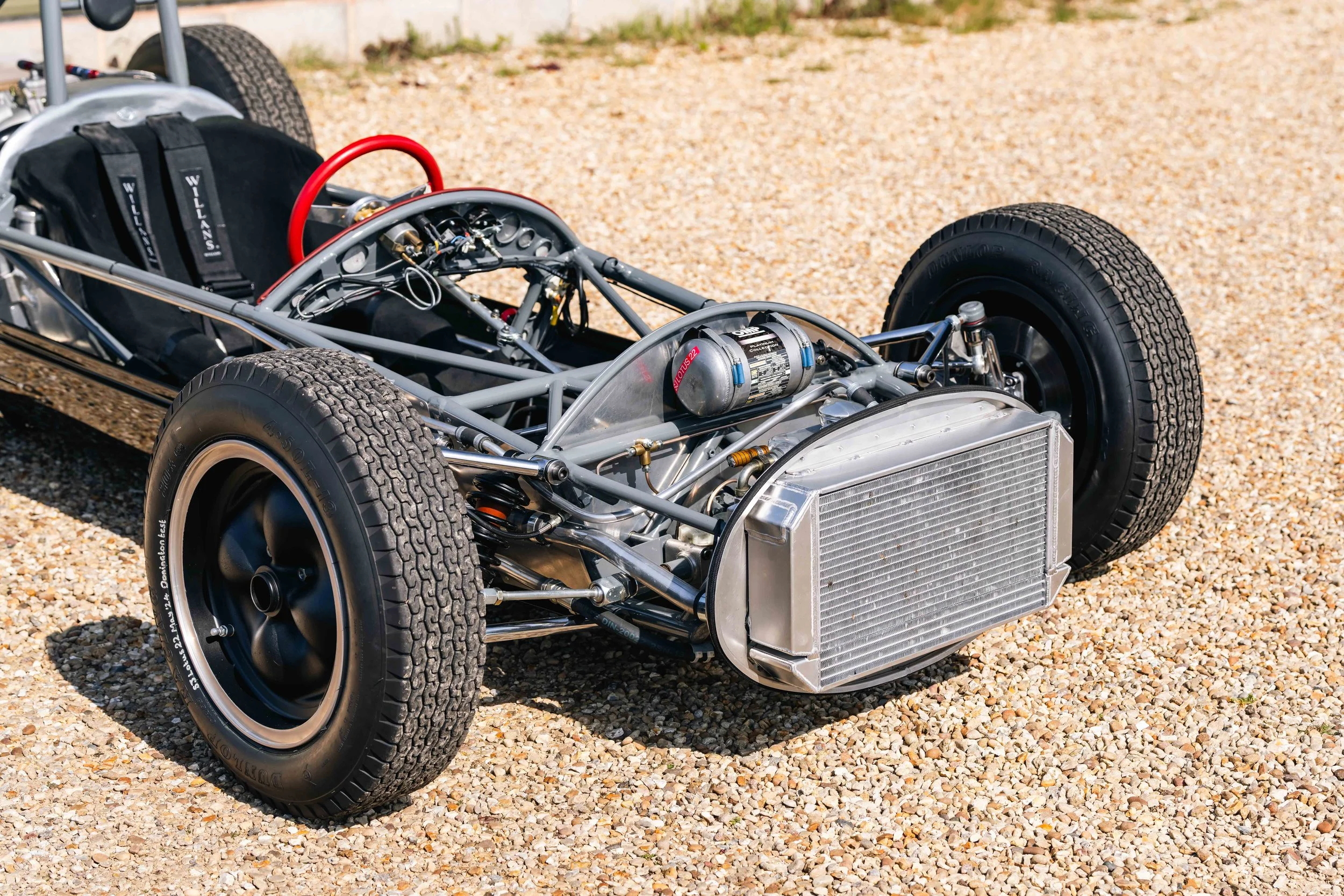 Lotus 22 Formula Junior – front three-quarter, chassis 22-J-39, spaceframe and water radiator