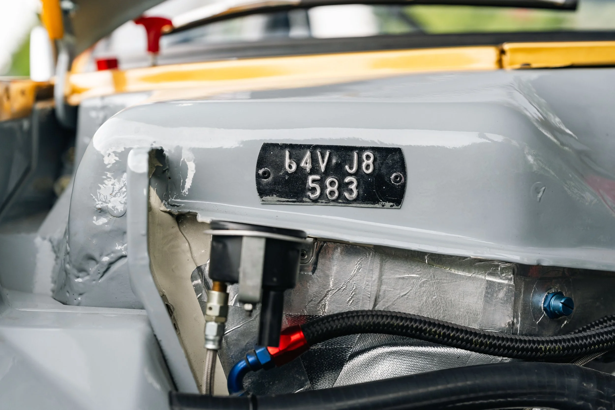 Studebaker Lark Daytona – body number plate detail, number 64V J8 583, bodywork