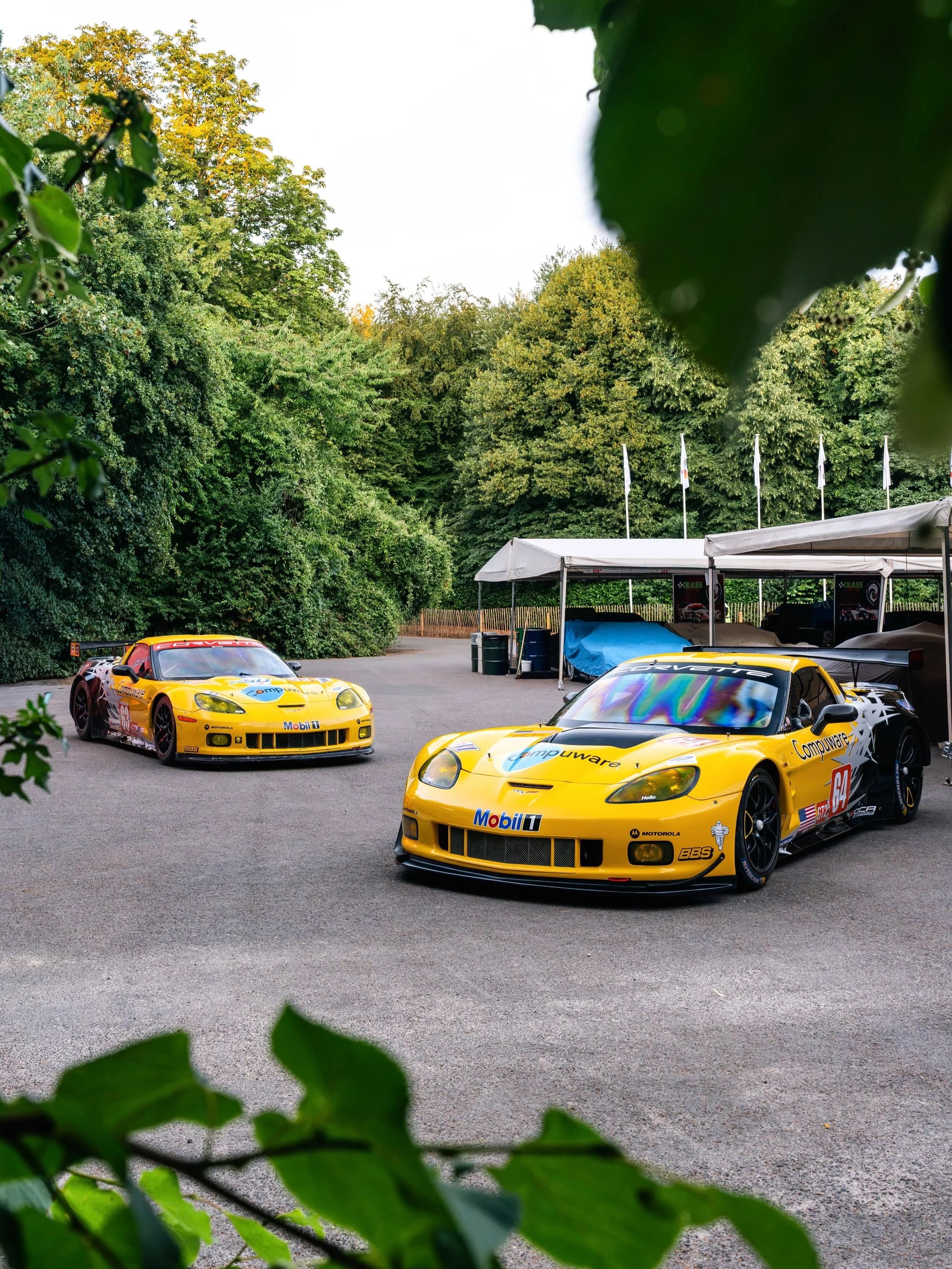 Corvette C6R GT2 chassis C6.RGT-002 – front three-quarter at Festival of Speed 2026, Velocity Yellow, Corvette Racing factory livery