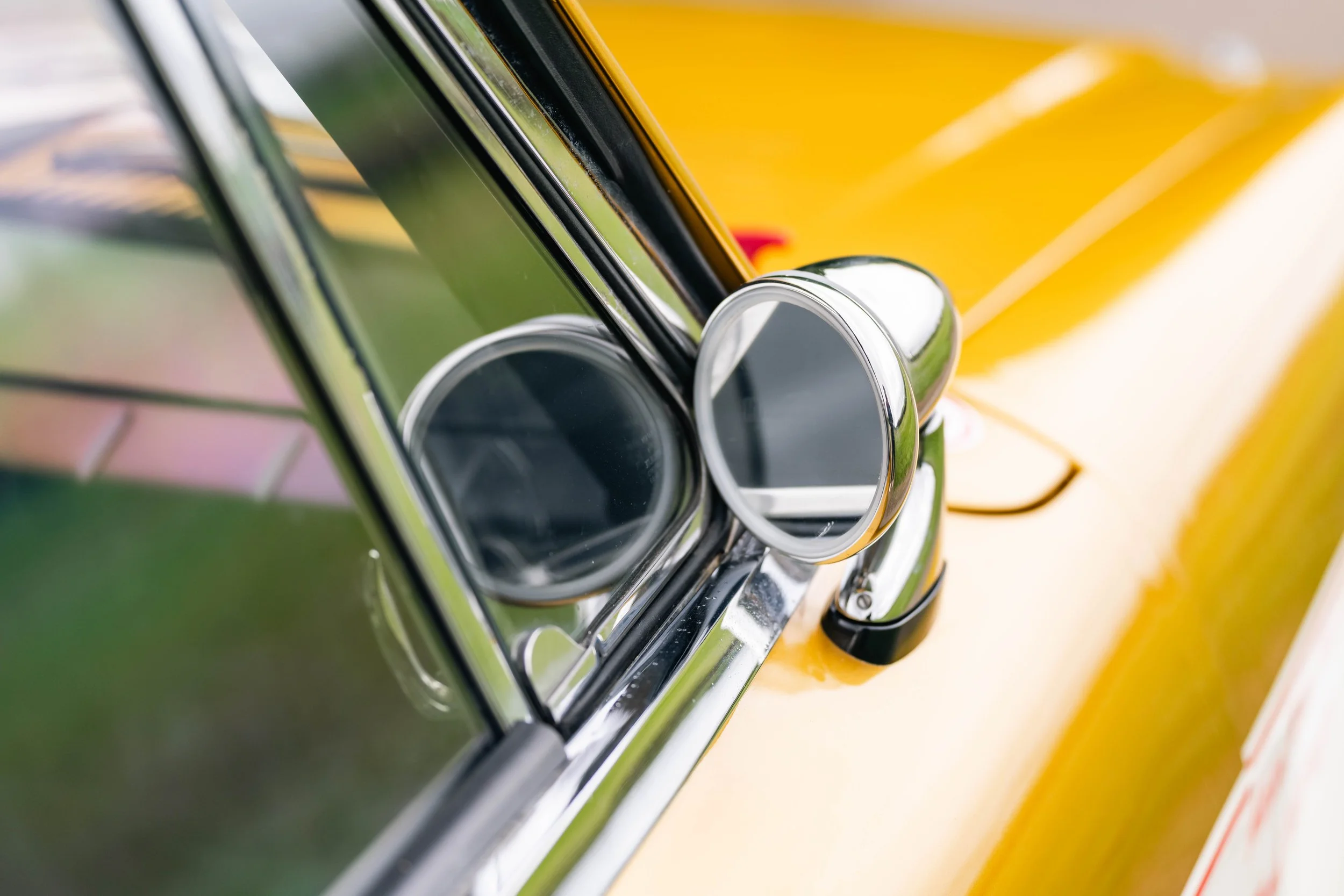 Studebaker Lark Daytona historic touring car. Goodwood. Jordan Racing Team prepared. Wong mirror view.